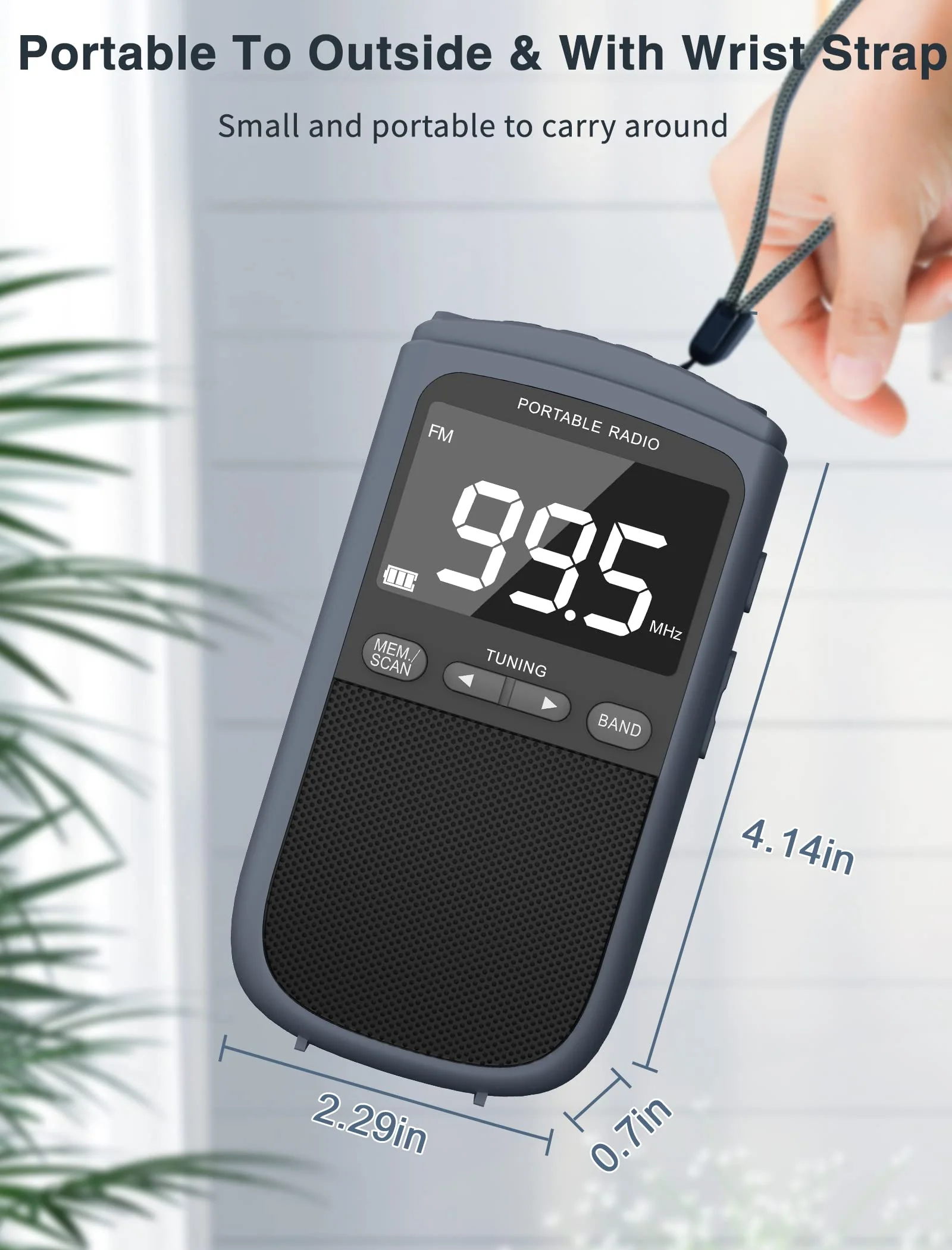 AM FM Walkman Radio:900mAh Rechargeable Portable Transistor Pocket Radio with Best Reception Digital Tuning, LCD Screen,Stereo Earphone Jack, Sleep Timer and Alarm Clock for Jogging,Walking Grey - Image 7