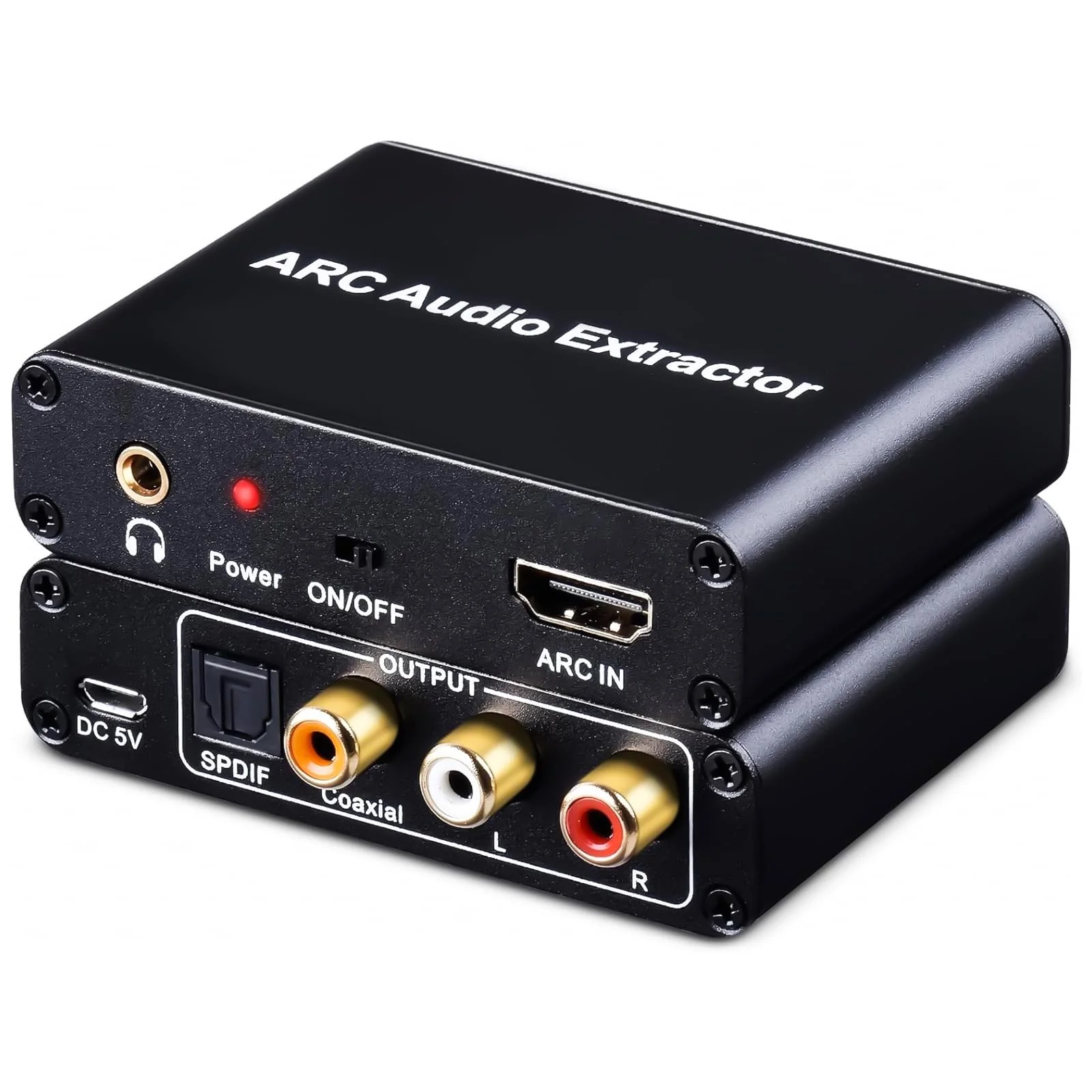 AMANKA HDMI ARC Adapter 192KHz HDMI ARC Audio Extractor with Digital Optical TOSLINK SPDIF Coaxial, HDMI ARC to RCA Audio Converter Analog 3.5mm L/R Stereo, Audio Splitter for HDTV Soundbar Amplifier