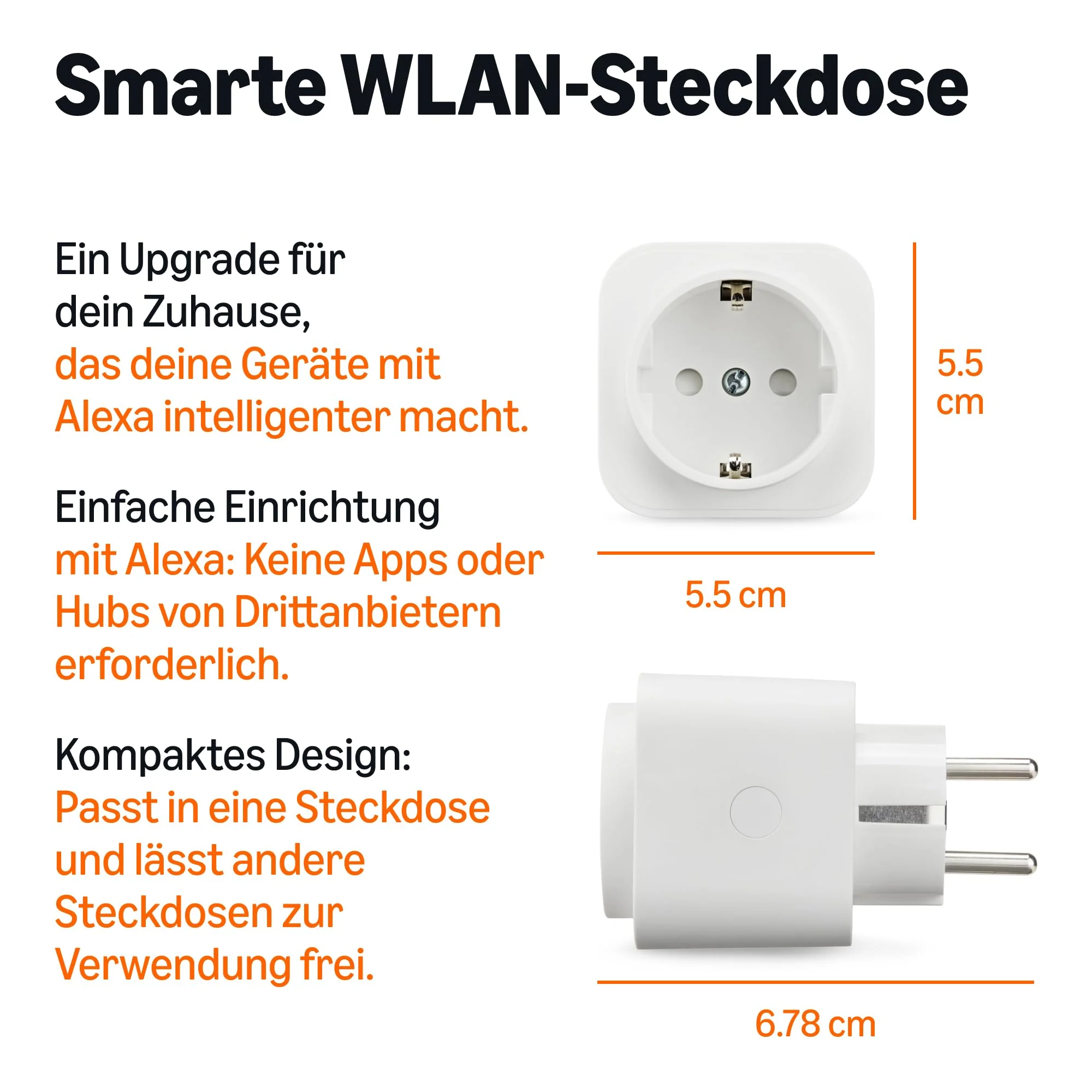 Amazon Basics 1 x Smart Wi-Fi Socket 2.4GHz Wi-Fi for EU Socket Indoor Use Only Compatible with Alexa White 1 Stück - Image 2