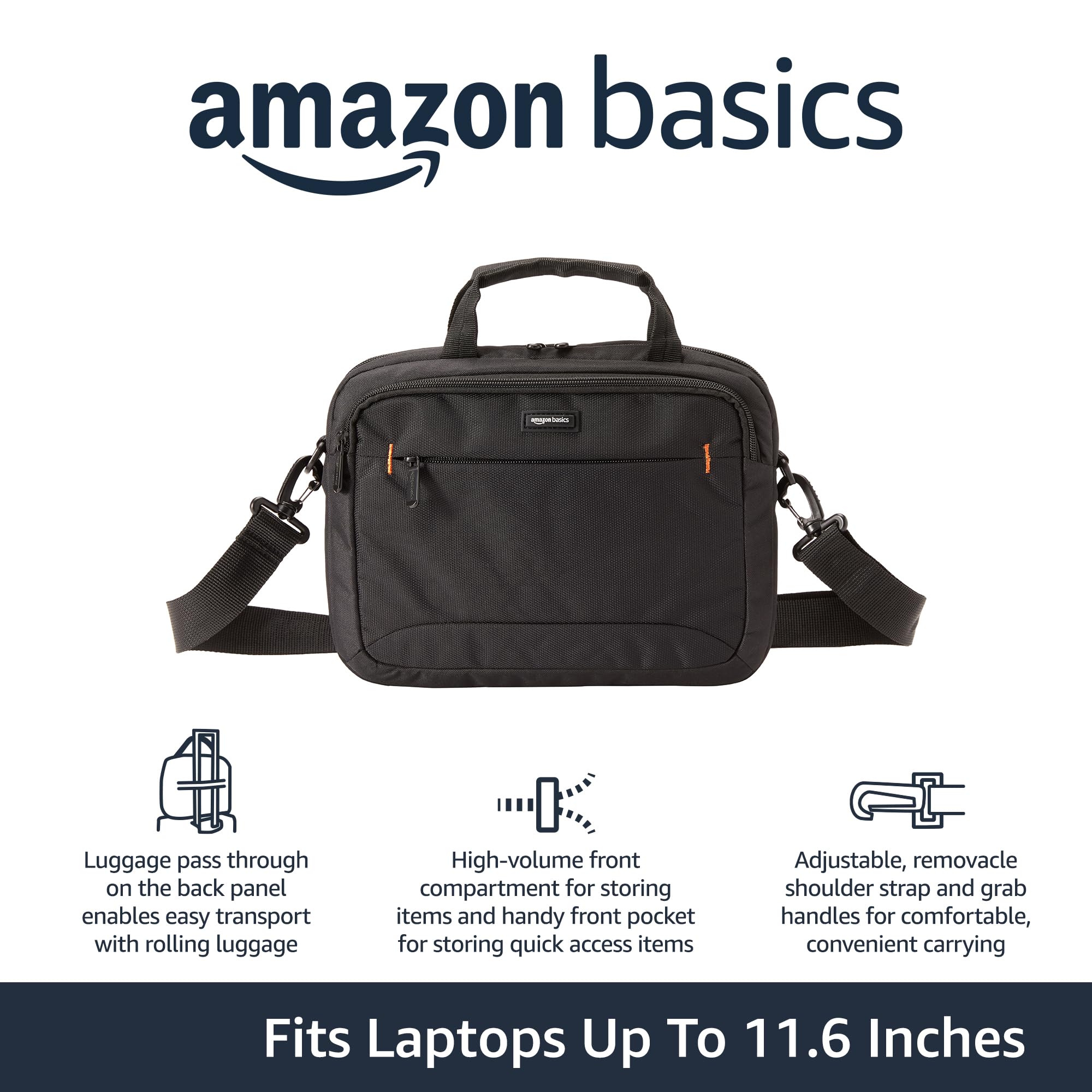 Amazon Basics 11.6-Inch Laptop and iPad Tablet Shoulder Bag Carrying Case, Black 11.6 Inch 1-pack - Image 2