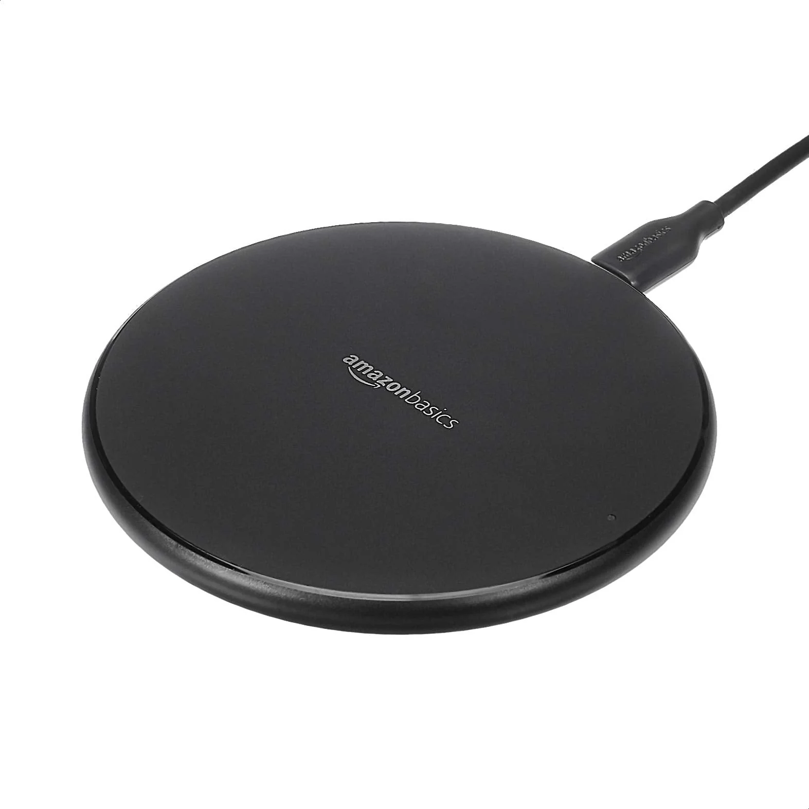 Amazon Basics 15W Qi Certified Wireless Charging Pad (iPhone 15/14/13/12/11/X, Samsung), with USB Cable (No AC Adapter), Black 15W Pad