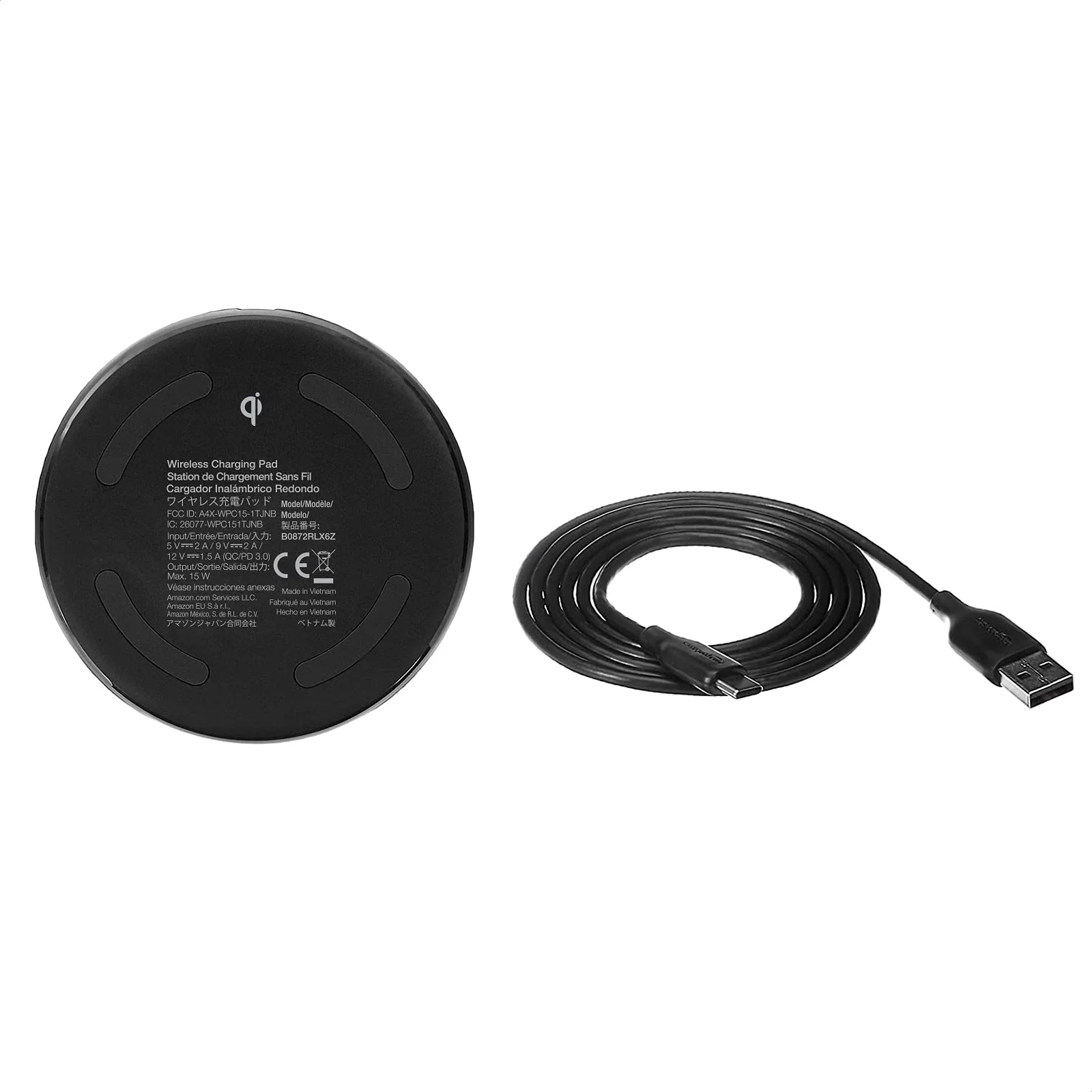 Amazon Basics 15W Qi Certified Wireless Charging Pad (iPhone 15/14/13/12/11/X, Samsung), with USB Cable (No AC Adapter), Black 15W Pad - Image 2