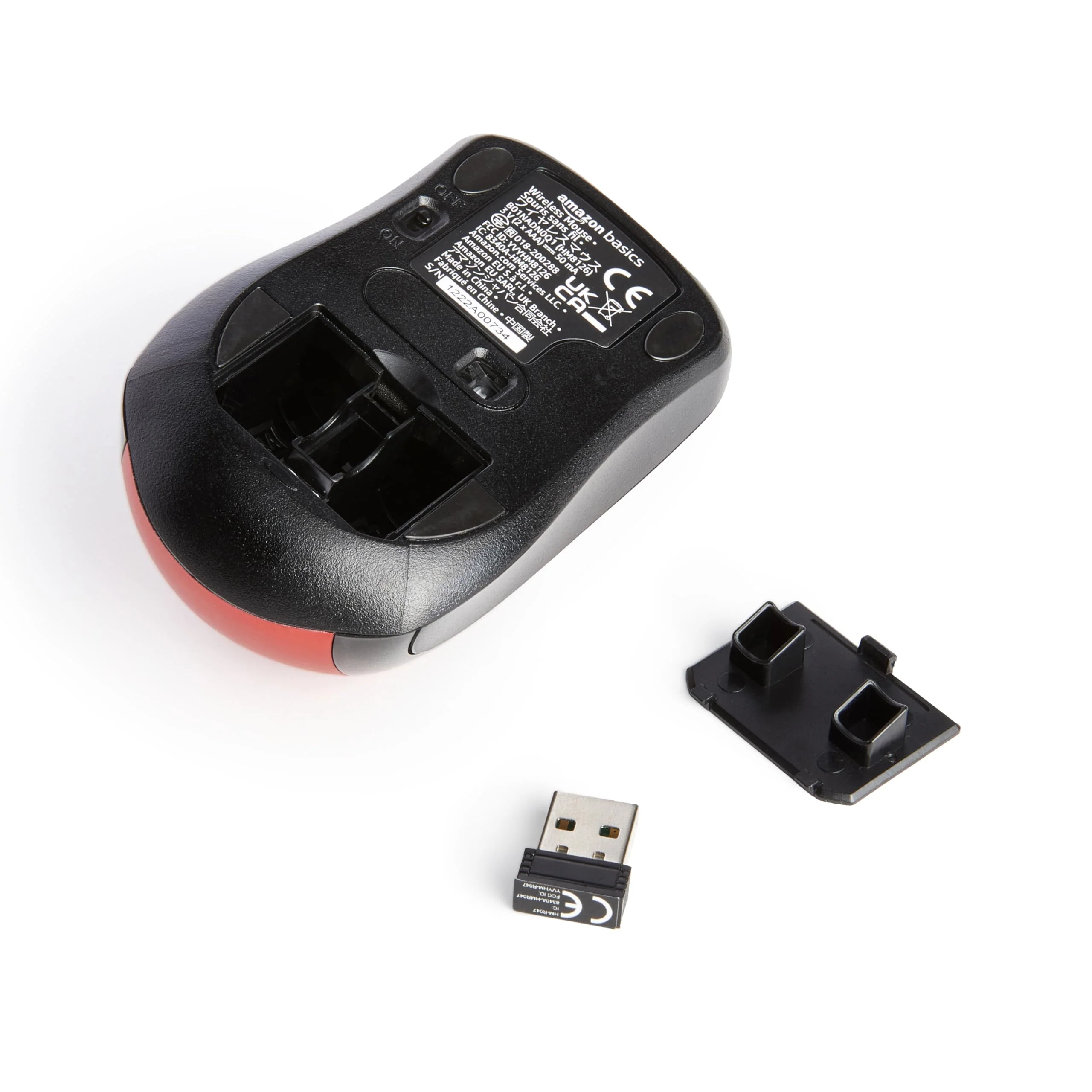 Amazon Basics 2.4 GHz Optical Wireless Mouse for Laptop and Computer, USB Nano Receiver, Red - Image 4