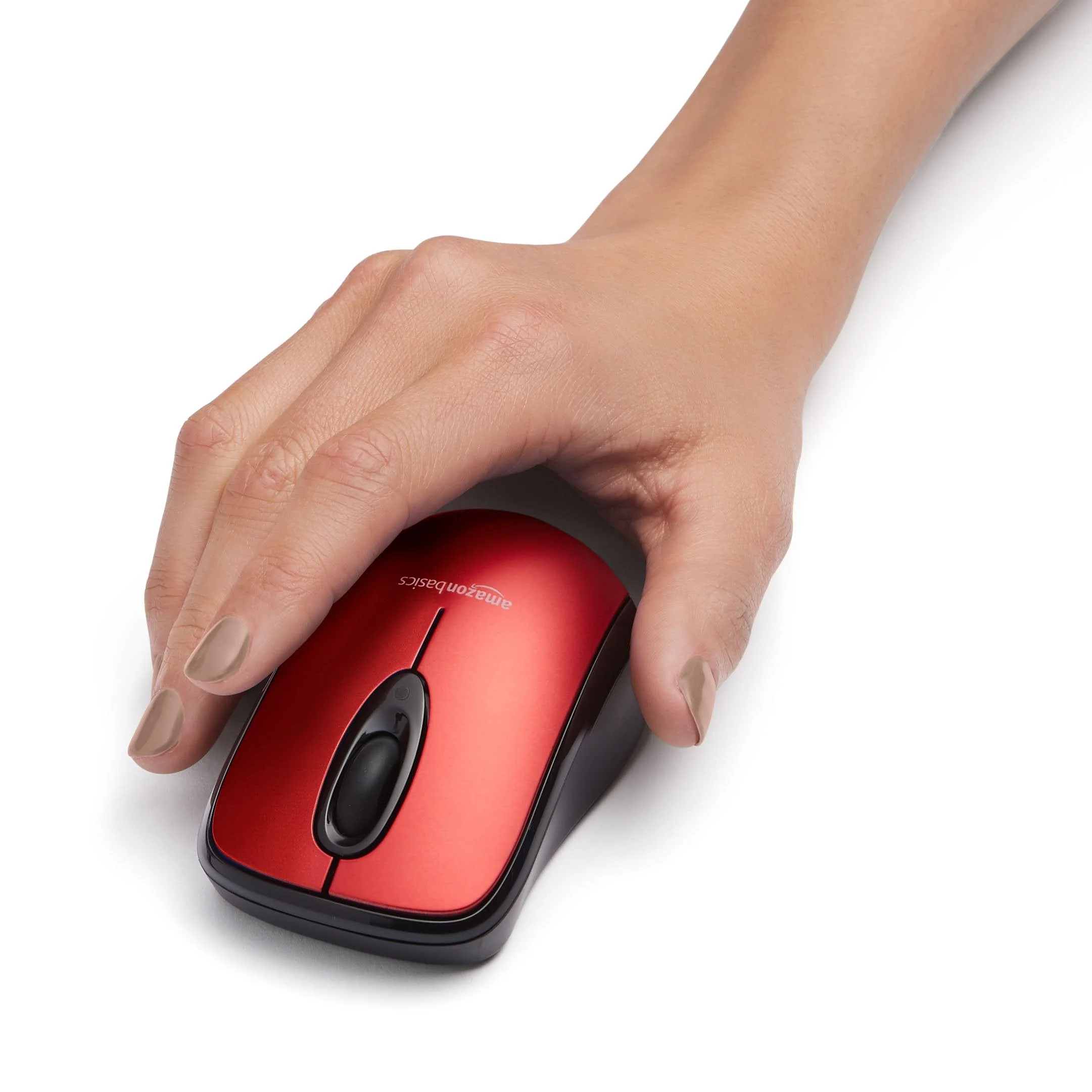 Amazon Basics 2.4 GHz Optical Wireless Mouse for Laptop and Computer, USB Nano Receiver, Red - Image 5