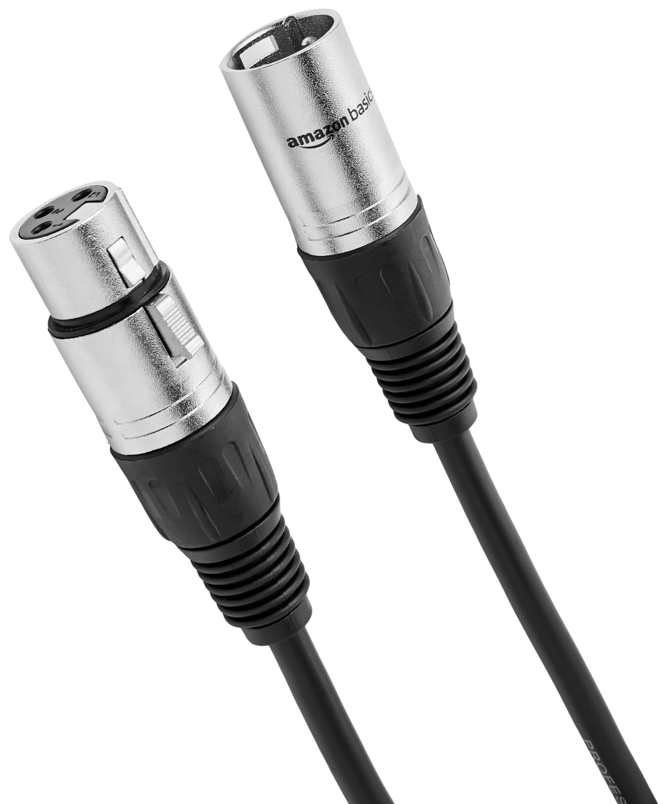 Amazon Basics 2-Pack XLR Microphone Cable for Speaker or PA System, All Copper Conductors, 6MM PVC Jacket, 25 Foot, Black 25 Feet