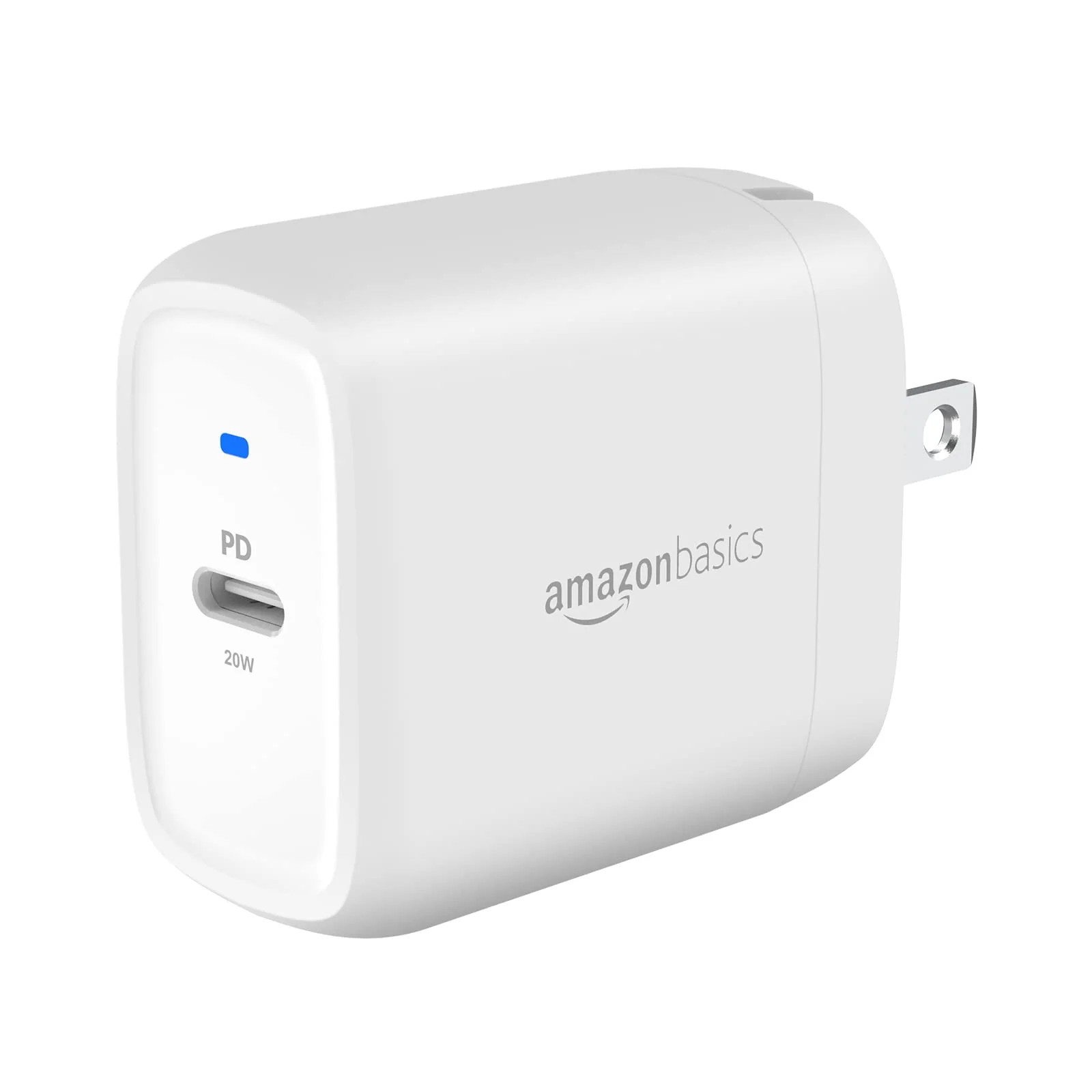 Amazon Basics 20W One-Port USB-C Wall Charger with Power Delivery PD for Tablets & Phones (iPhone 16/15/14/13/12/11/X, iPad, Samsung, and more), non-PPS, 1.81 x 1.73 x 1.09 inches, White 20W (1 USB-C)
