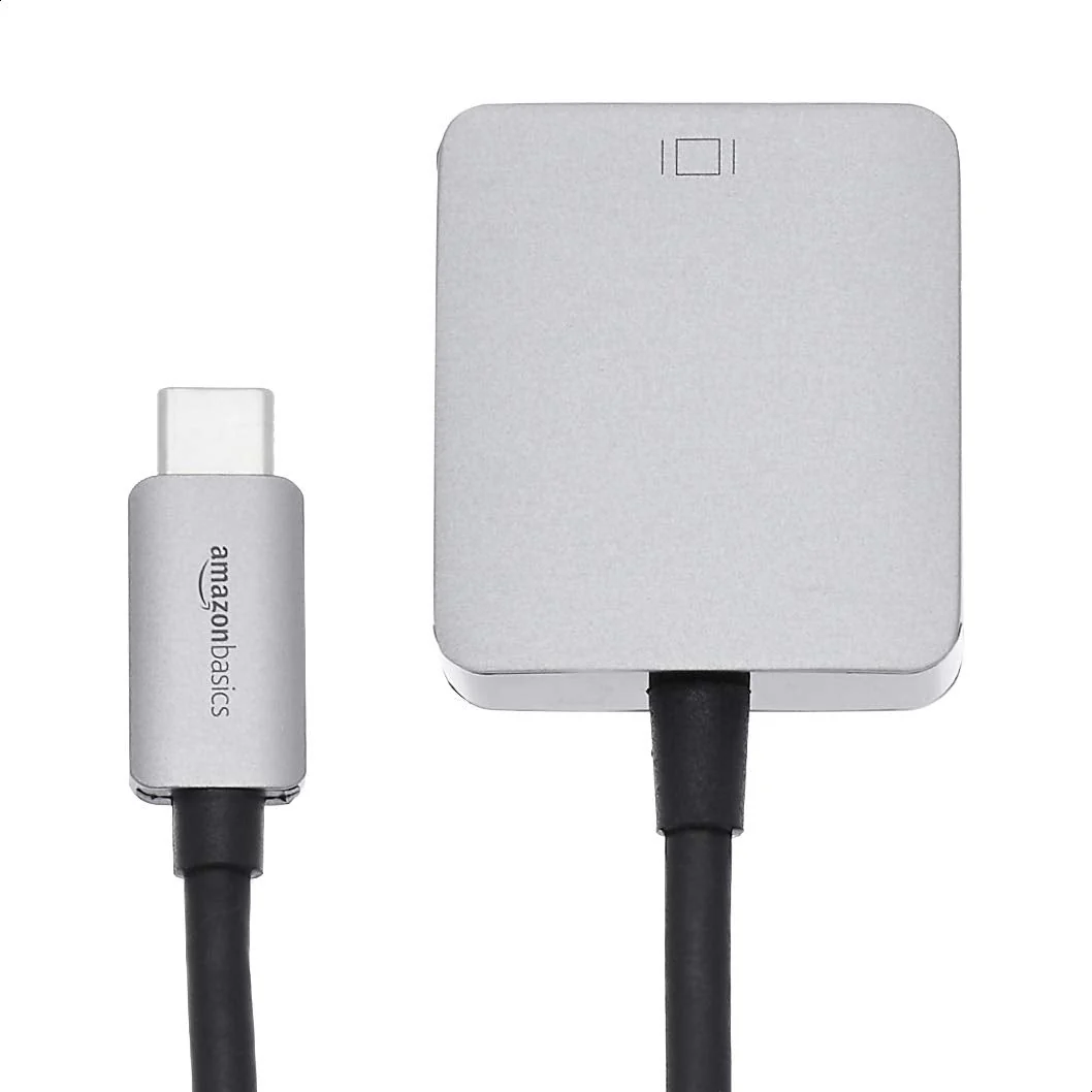 Amazon Basics Aluminum USB 3.1 Type-C to VGA Adapter, Gray, 1.65 x 1.38 x 0.63in - Image 2