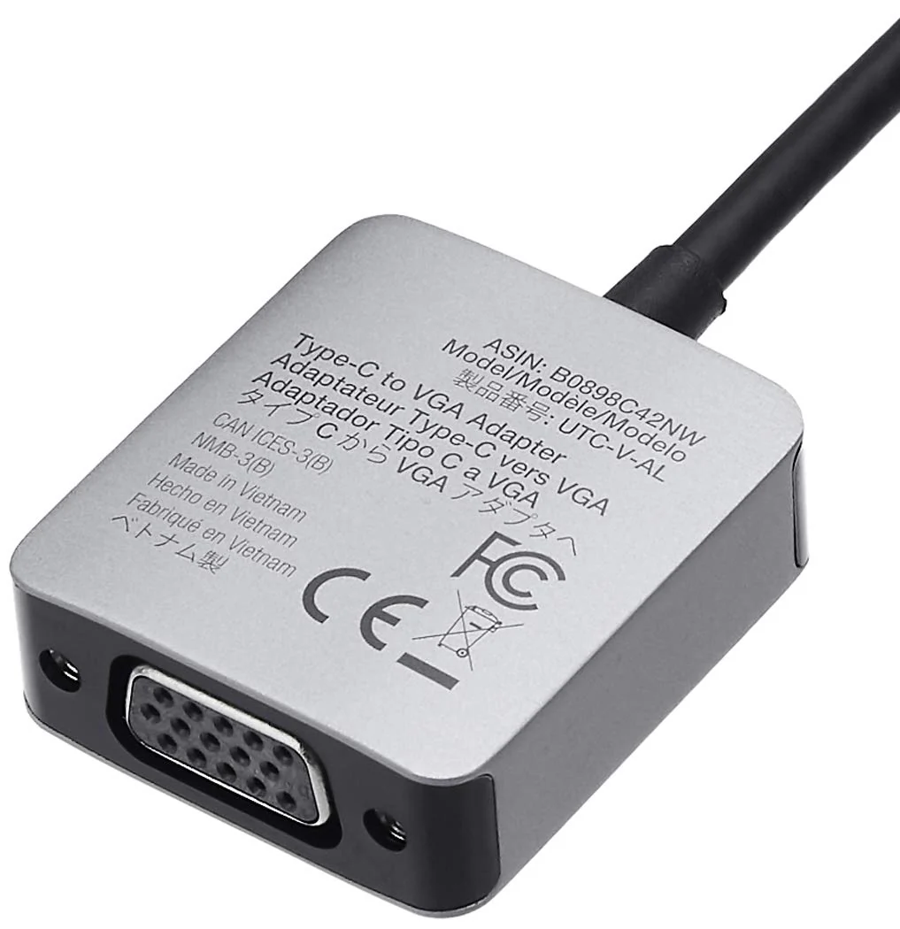 Amazon Basics Aluminum USB 3.1 Type-C to VGA Adapter, Gray, 1.65 x 1.38 x 0.63in - Image 4