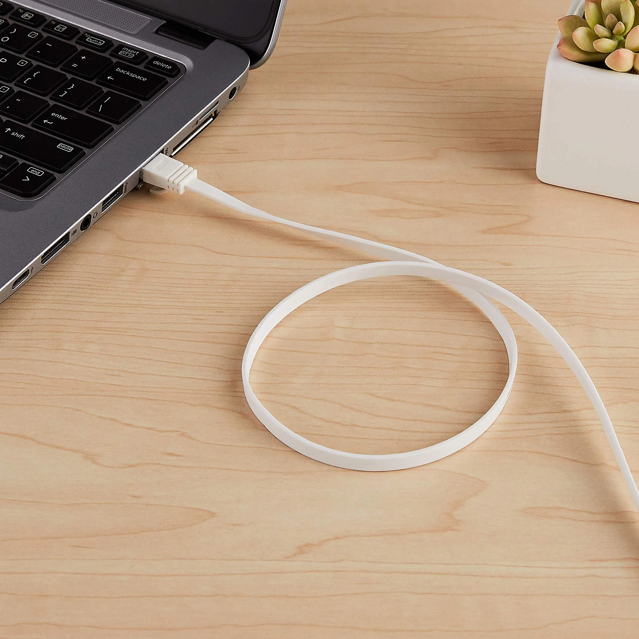 Amazon Basics Cat 6 Ethernet RJ45 10Gbps Flat Cable 100 ft Outdoor&Indoor White Solid Patch Cord with Clips for Router, Modem, PS4/5, Xbox, Gaming, Computer Network for High Speed LAN Internet 100-Foot 1 - Image 5