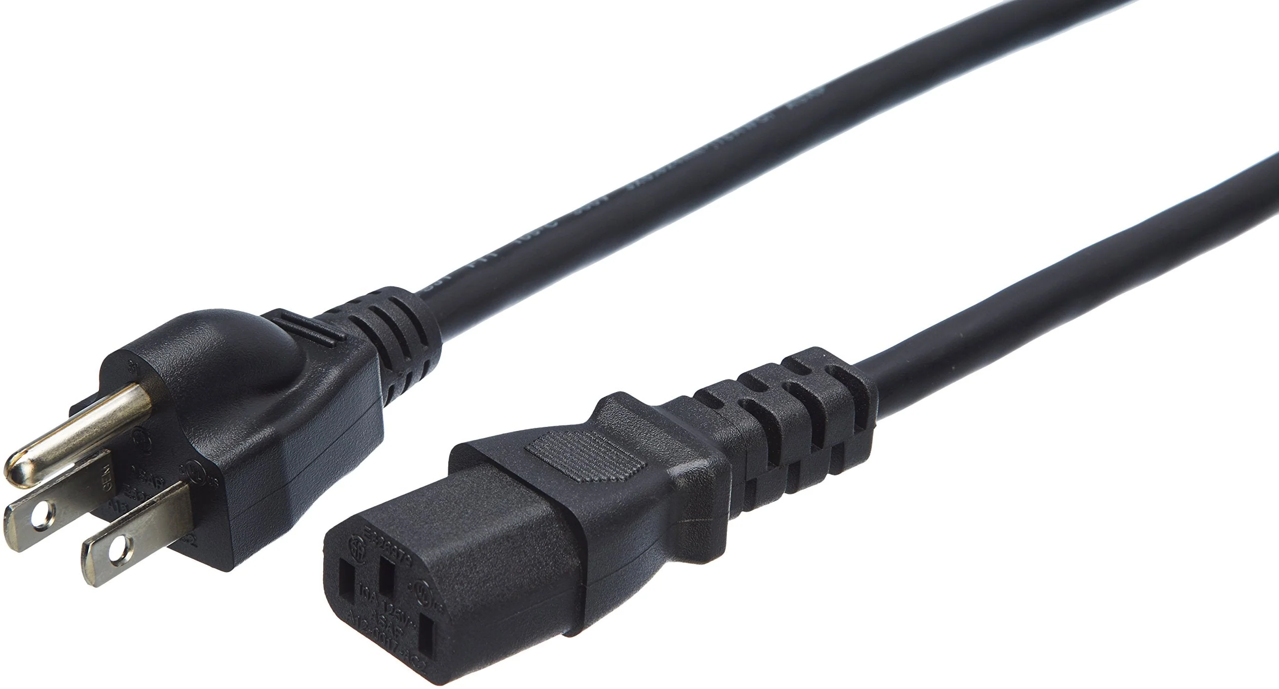 Amazon Basics Computer Monitor TV Replacement Power Cord - 6-Foot, Black 6' 1-Pack