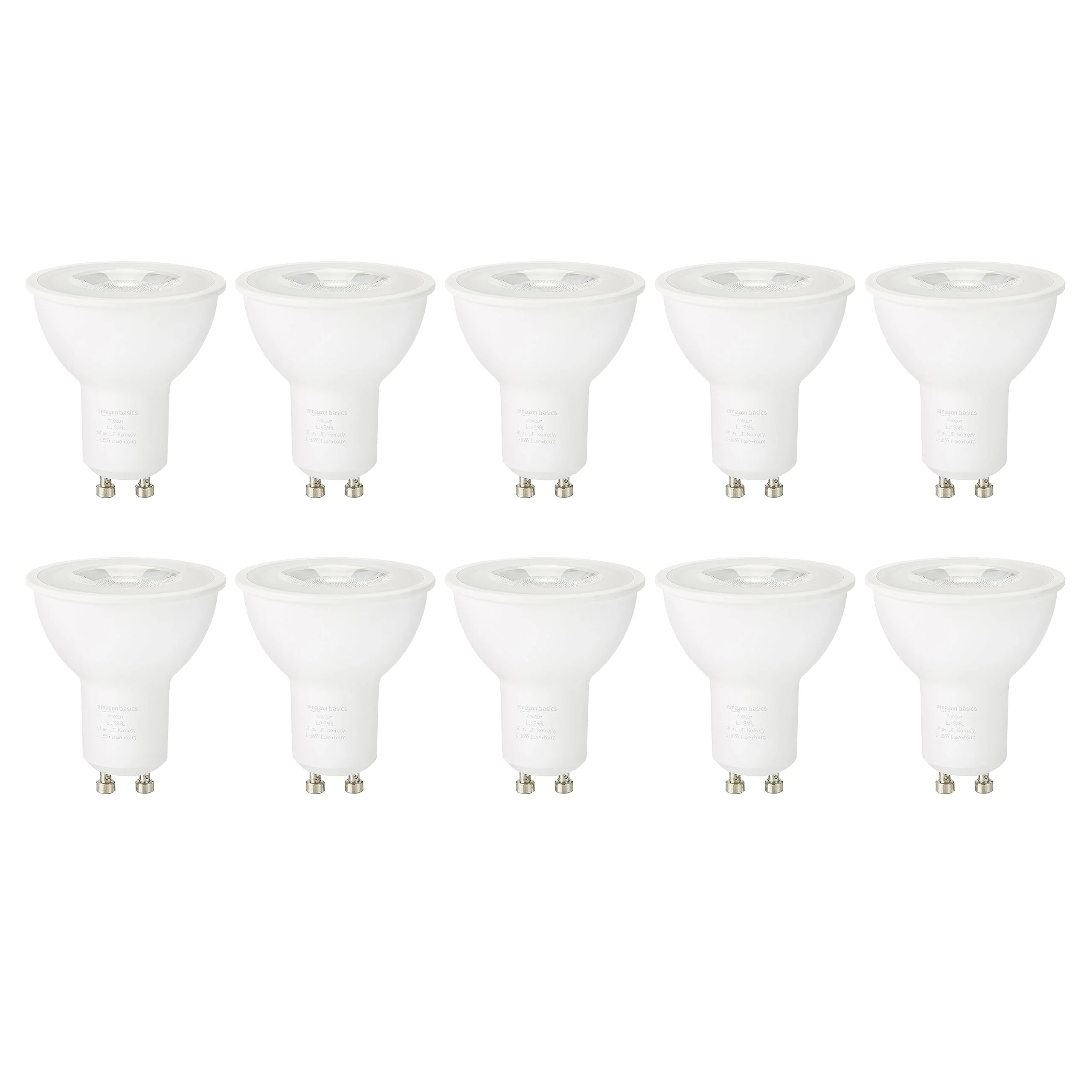 Amazon Basics GU10 3W (35W Equivalent) LED Spotlight Warm White Non-Dimmable (Pack of 10)