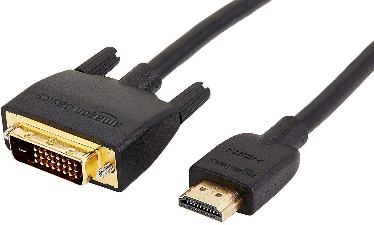Amazon Basics HDMI-A to DVI (Male) Adapter Cable, Bi-Directional 1080P, Gold-Plated, 10 ft/3 m, Single Pack, Black 1-Pack