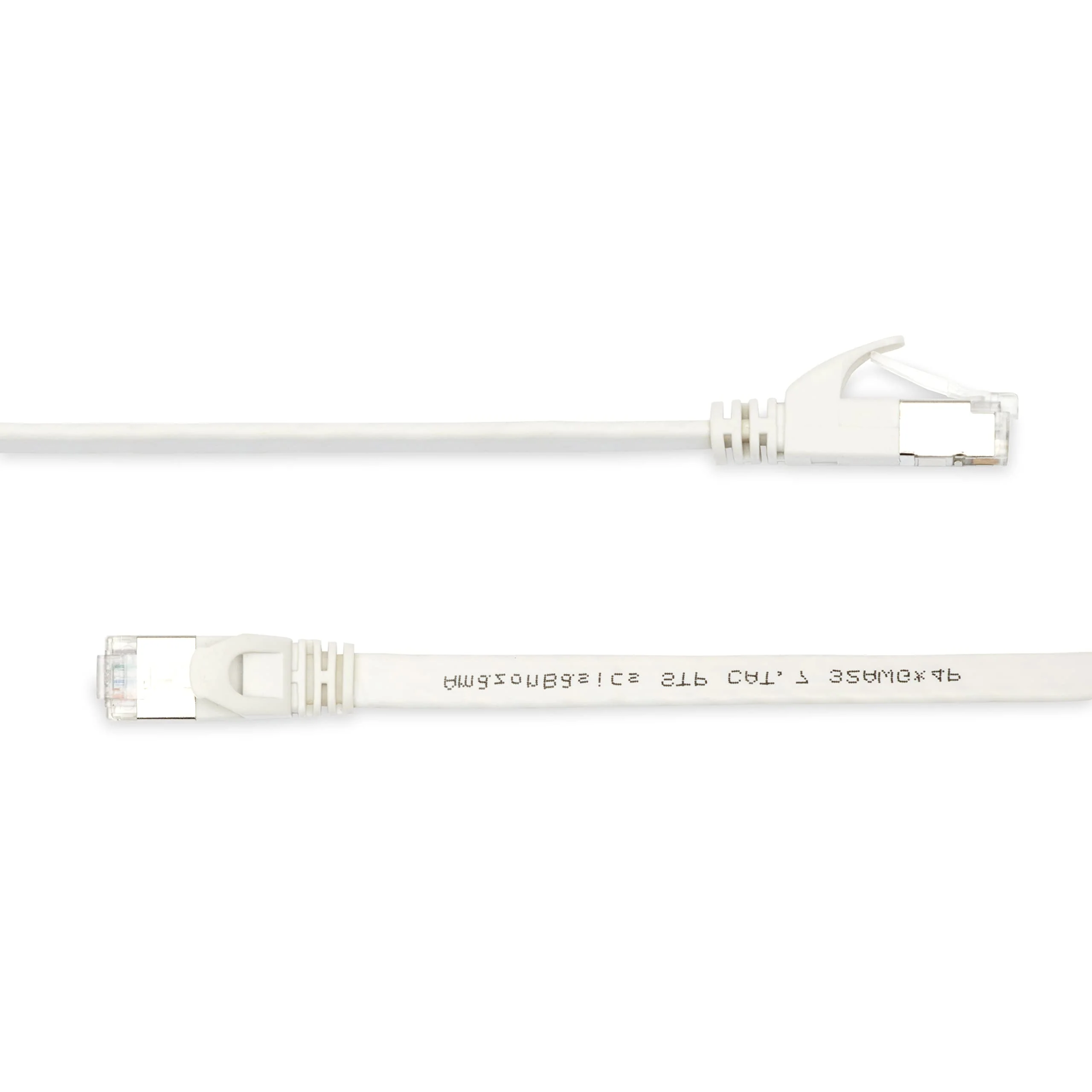 Amazon Basics RJ45 Cat 7 Ethernet Patch Cable, Flat, 600MHz, Snagless, Includes 15 Nails, 30 Foot, White 30-Foot 1 - Image 2