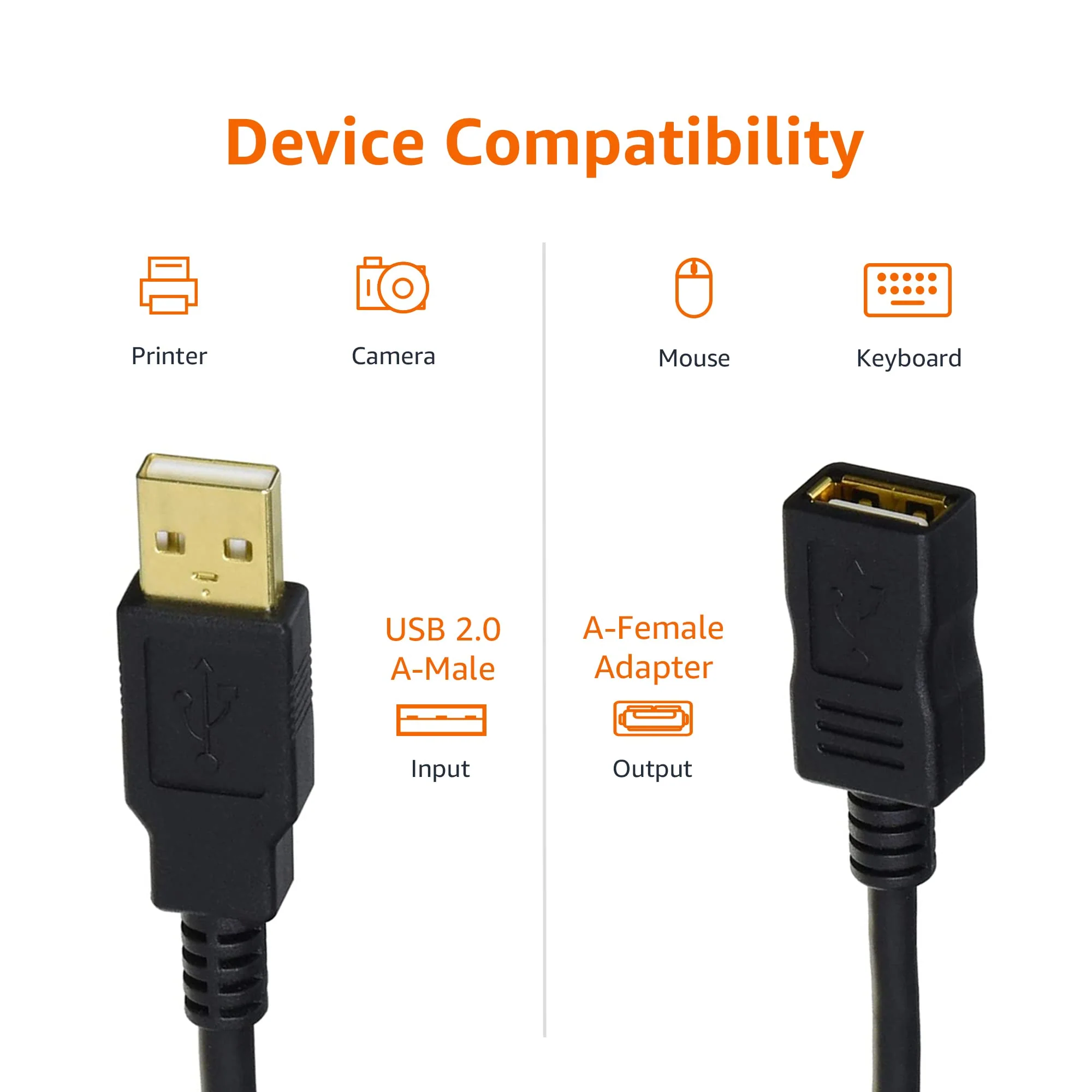 Amazon Basics USB-A 2.0 Extension Cable, for Printer, Mouse or Keyboard, Male to Female, 480Mbps Transfer Speed, 6.5 Foot, Black 6.5 Feet 1 - Image 6