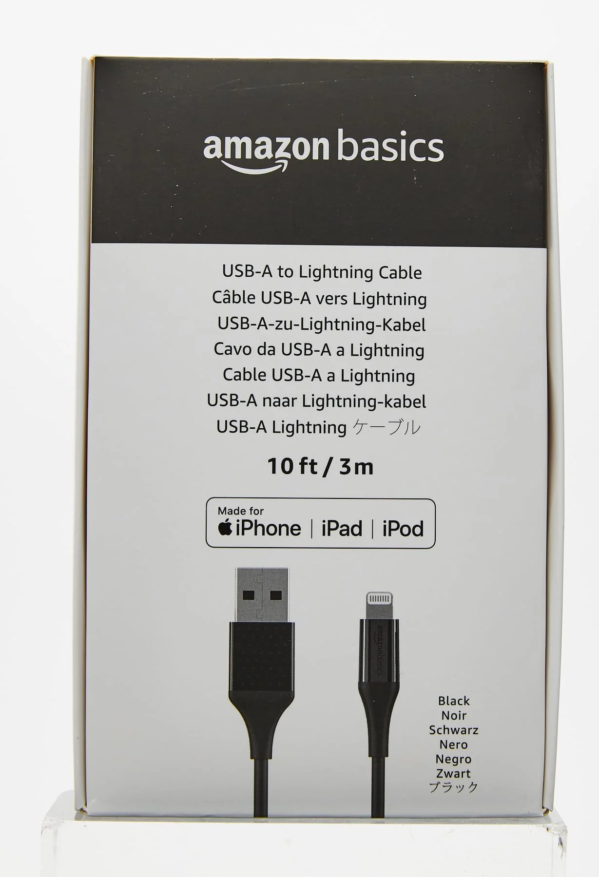 Amazon Basics - USB-A to Lightning ABS Charger Cable (10 feet), MFi Certified for Apple iPhone 14 13 12 11 X Xs Pro, Pro Max, Plus, iPad, 10,000 Bend Lifespan, Black 10 feet - Image 7