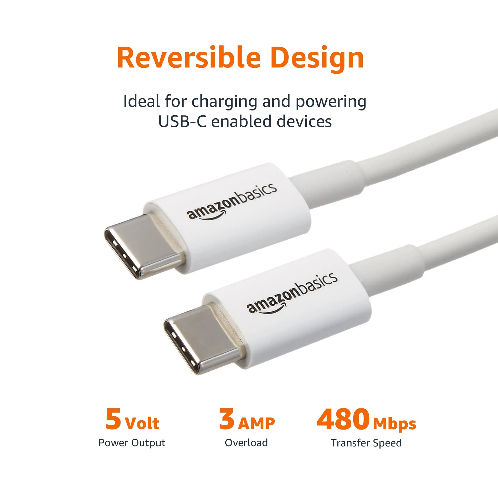 Amazon Basics USB-C to USB-C Fast Charger Cable, 480Mbps Speed, USB-IF Certified, for Fast Charging Apple iPhone 16/15, iPad, MacBook, Samsung Galaxy, Tablets, Laptops, 6 Foot, White 6-Foot 1-Pack - Image 6