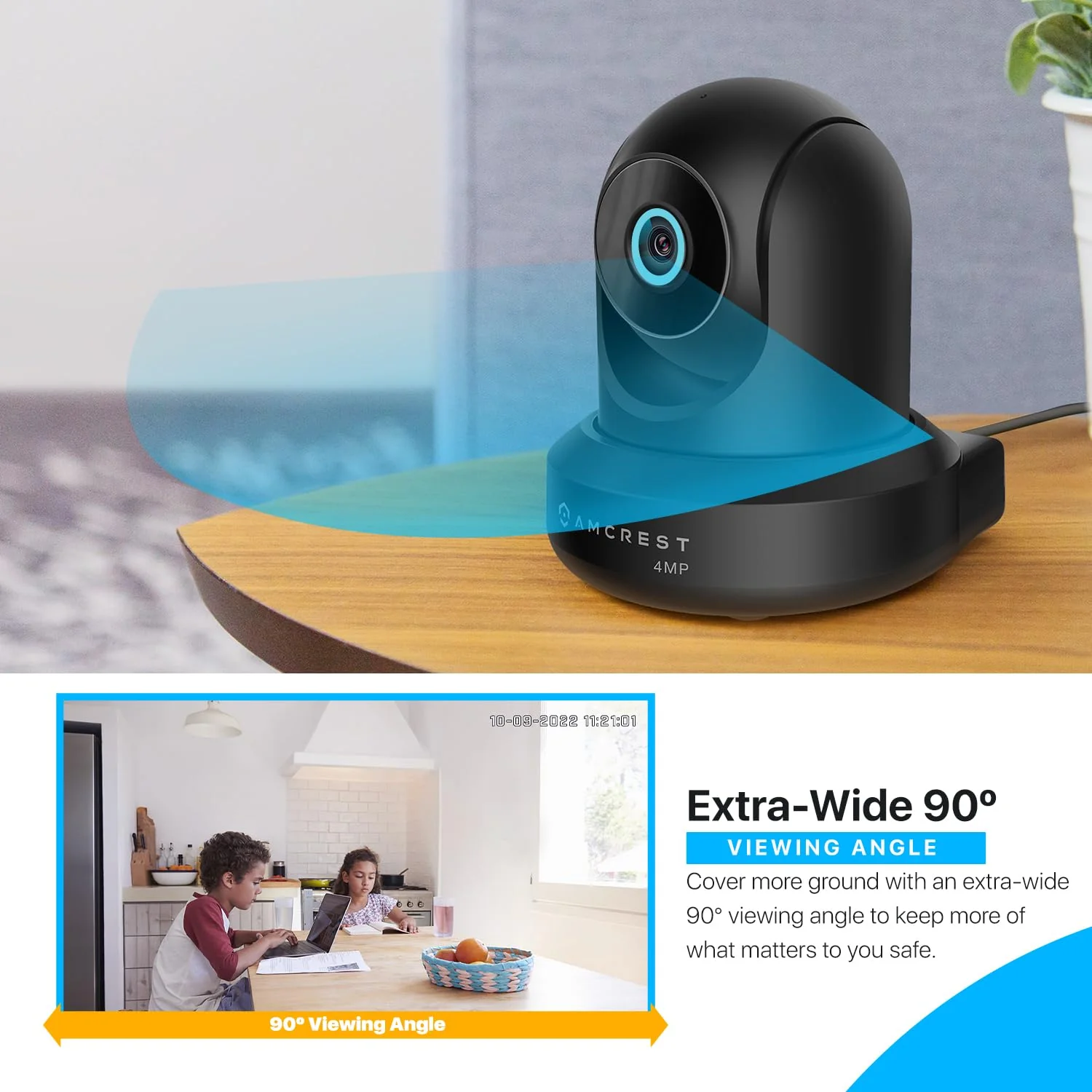 Amcrest 4MP ProHD Indoor WiFi , Security IP Camera with Pan/Tilt, Two-Way Audio, Night Vision, Remote Viewing, 4-Megapixel @30FPS, Wide 90° FOV, IP4M-1041B (Black) Black - Image 3