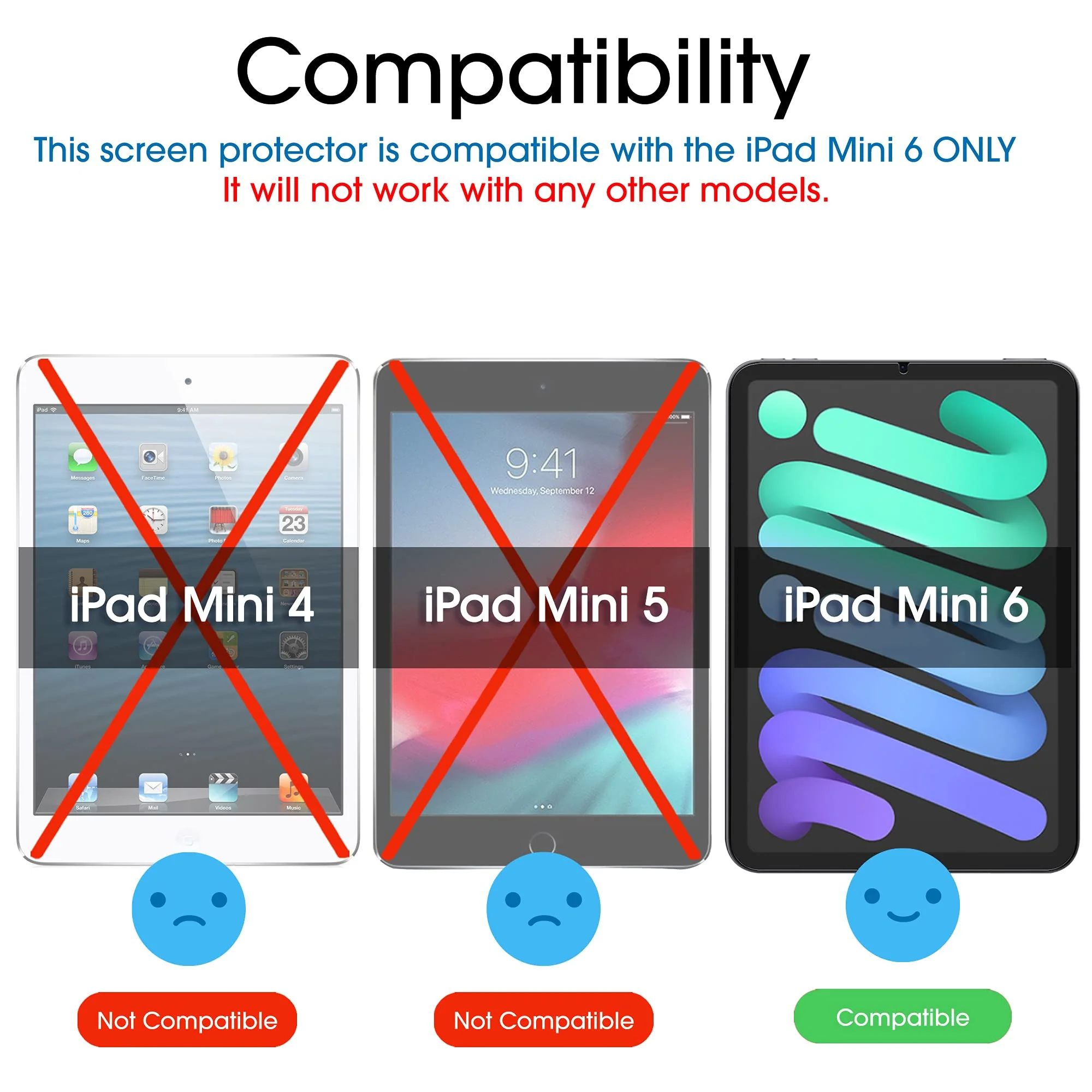 amFilm Glass Screen Protector for iPad Mini 6 (2021), 9H, Apple Pencil 2nd Compatible, Tempered Glass, 2 Pack - Image 2