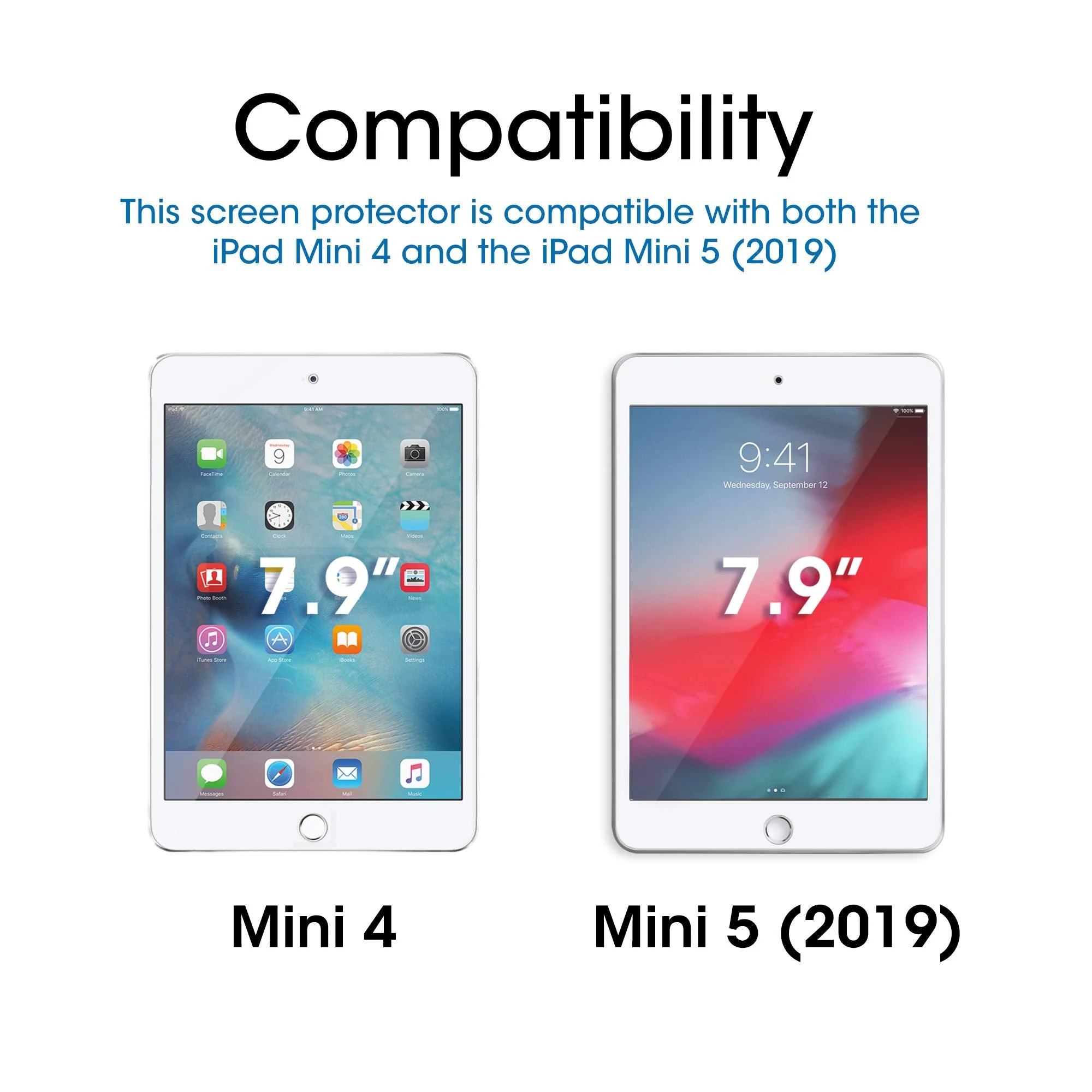 amFilm Screen Protector for iPad Mini 5/iPad Mini 4, Tempered Glass, 1 Pack - Image 2
