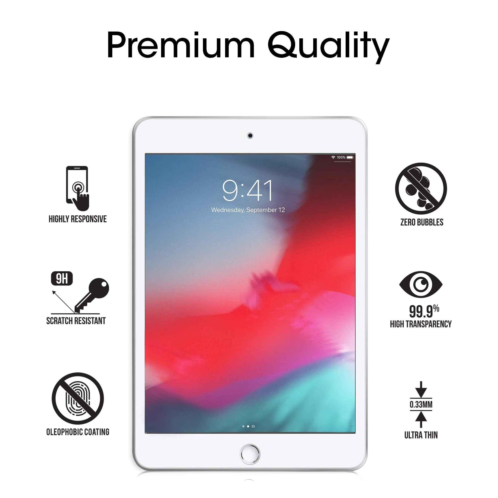 amFilm Screen Protector for iPad Mini 5/iPad Mini 4, Tempered Glass, 1 Pack - Image 4