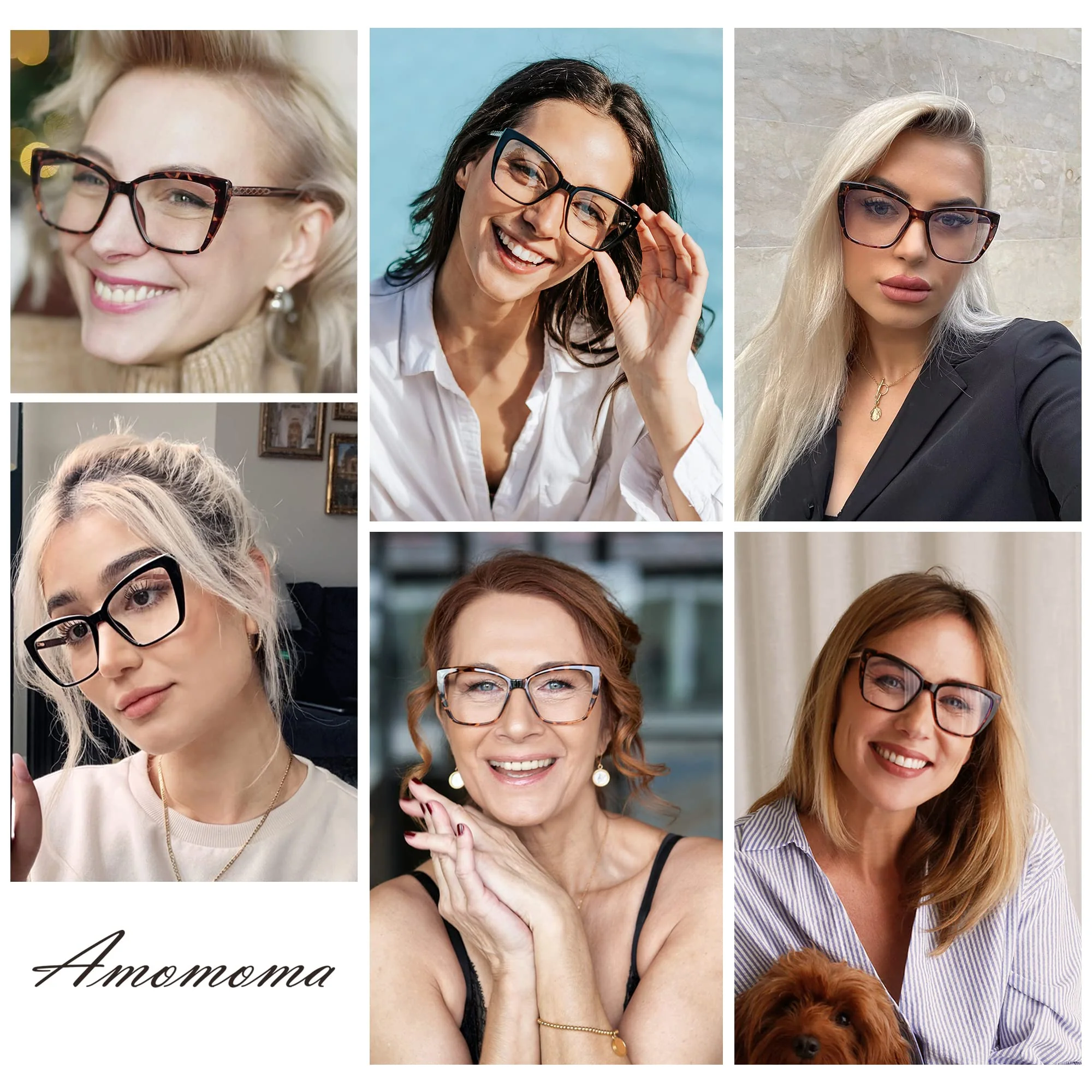 AMOMOMA Trendy TR90 Oversized Blue Light Reading Glasses Women,Stylish Square Cat Eye Glasses AM6031 C1.black+c6.tortoise 1.5 x - Image 2