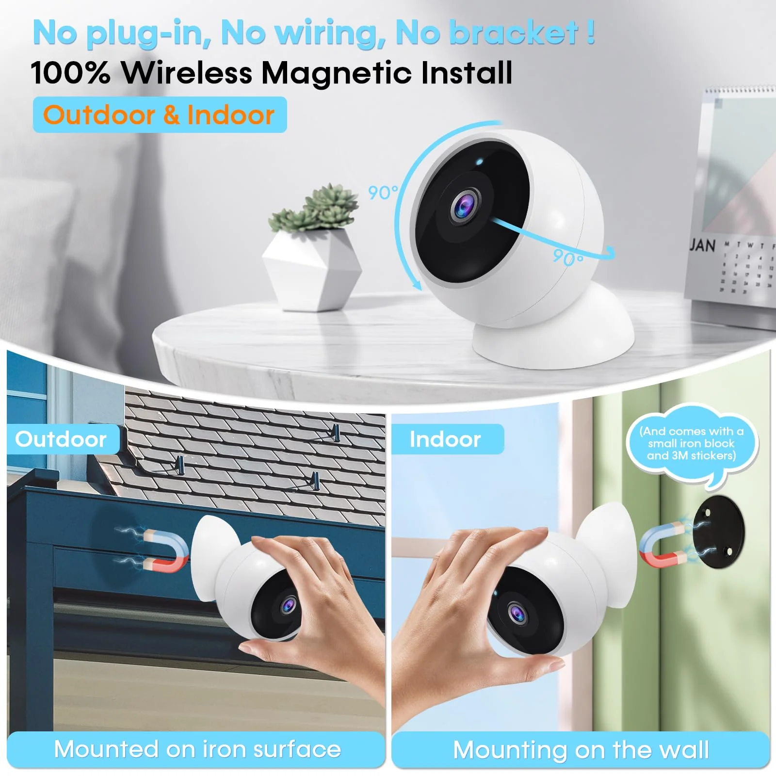 AMTIFO Security Cameras Wireless Outdoor Magnetic: Install-free Smart Indoor 2K WiFi - Long Battery Life Powered Cameras for Home Security with AI Motion Detection - Image 3