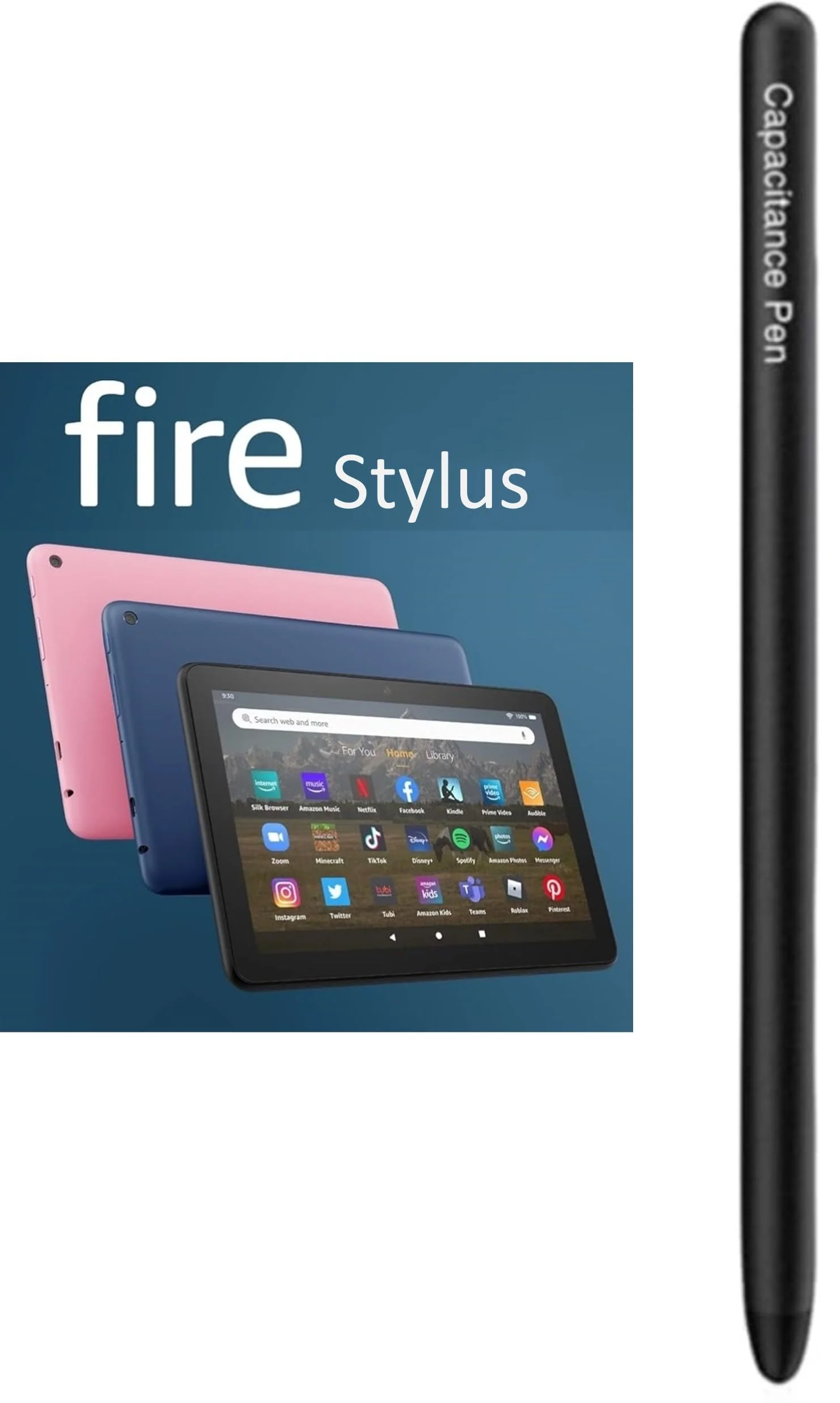 AMZ Fire Tablet Pen for AMZ Fire HD 10 Stylus Pen, Fire Max 11 Pen, Fire HD 8 Pen, Tablets Touch Screen Stylus Pen (Black) Black