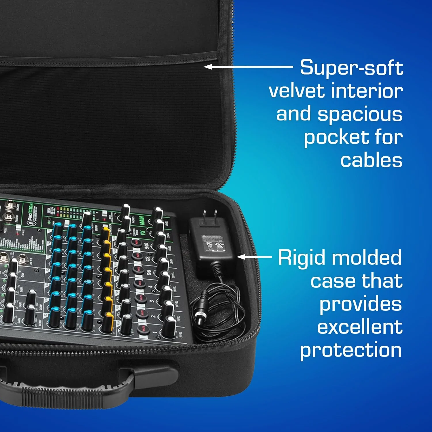 ANALOG CASES Mackie ProFX10V3 / Yamaha MG10XU Case - Custom-Fitted Compact PULSE Hard Case for Travel - Image 3