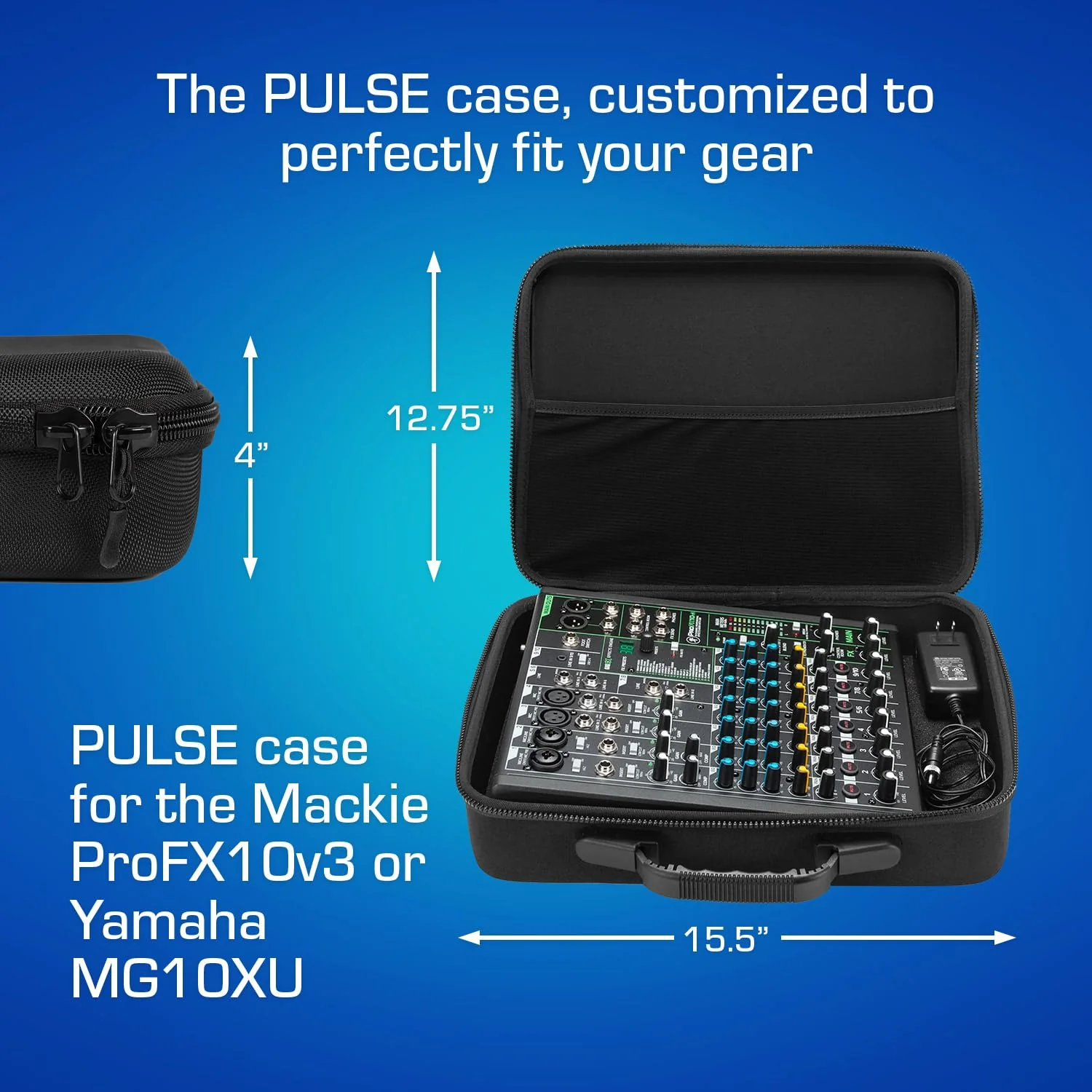 ANALOG CASES Mackie ProFX10V3 / Yamaha MG10XU Case - Custom-Fitted Compact PULSE Hard Case for Travel - Image 5
