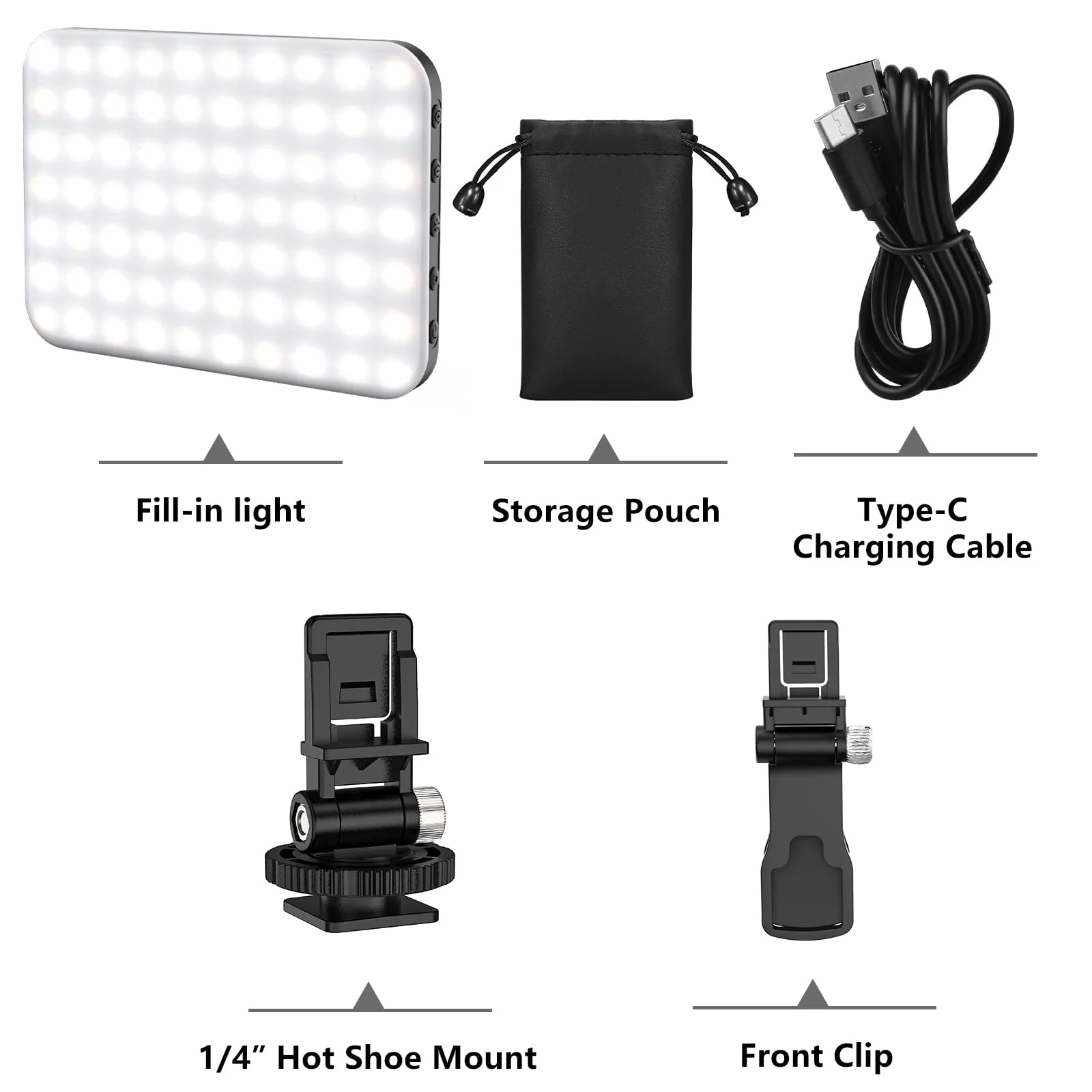 ANAUTIN LED Camera Light Video Lights Portable Photography Lighting 60 LED 2200mAh Rechargeable Selfie Light 7 Modes, 10-Level Brightness, Portable Clip on Light for Phone/Tablet/Laptop - Image 7