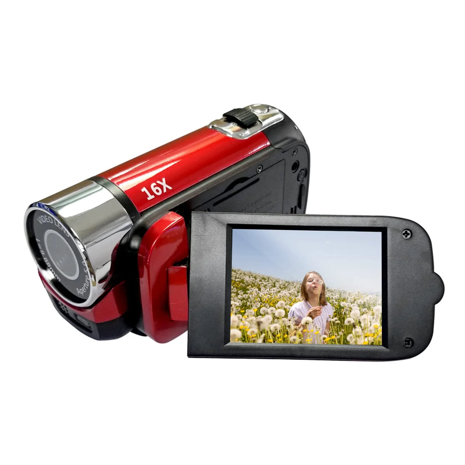 Andoer Portable 1080P High Definition Digital Video Camera DV Camcorder 16MP 2.7 Inch LCD Screen 16X Digital Zoom Built-in Battery Red - Image 2