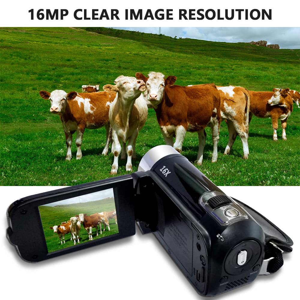 Andoer Portable 1080P High Definition Digital Video Camera DV Camcorder 16MP 2.7 Inch LCD Screen 16X Digital Zoom Built-in Battery Red - Image 8