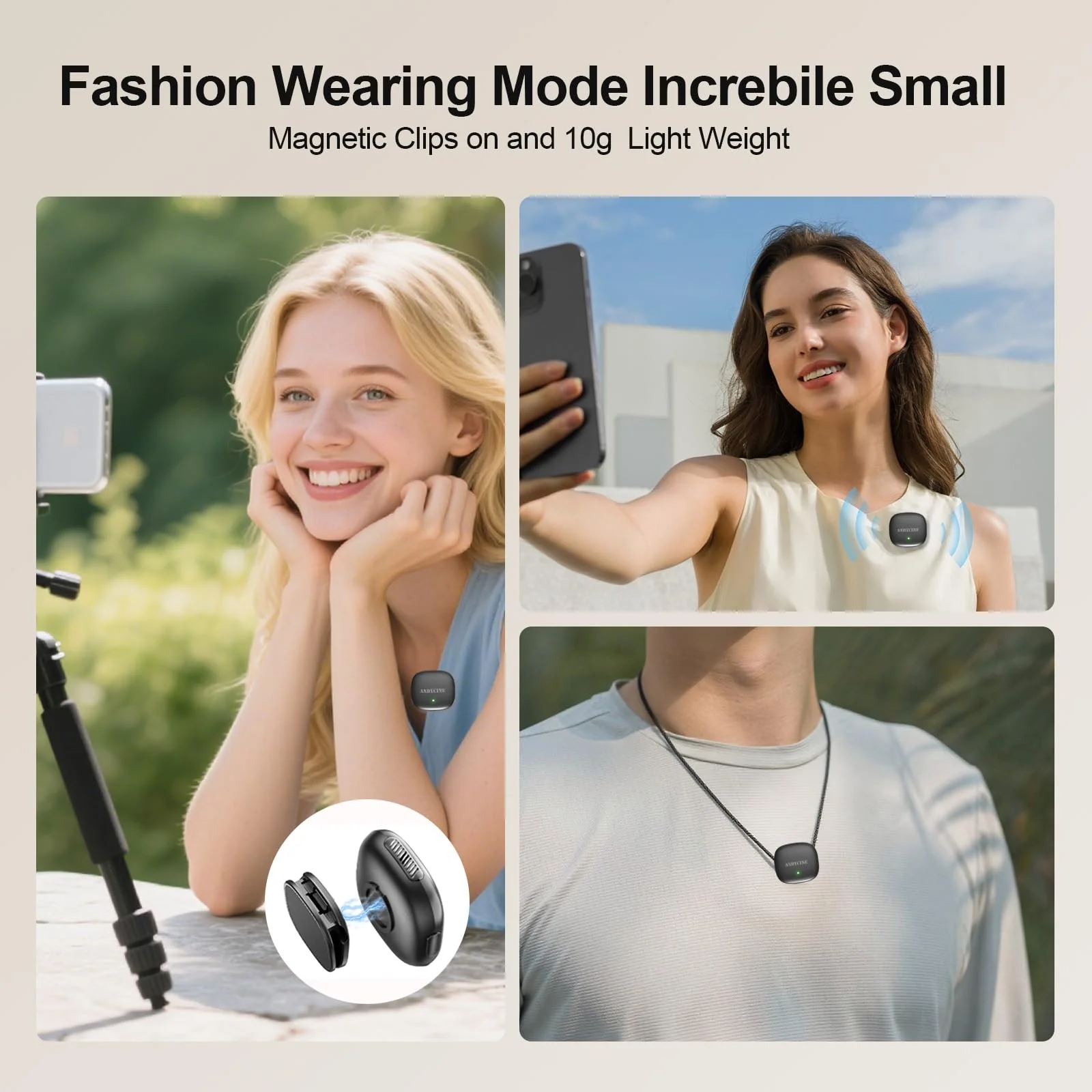 ANDYCINE MC Wireless Lavalier Microphone for iPhone/Android/PC/Laptop USB-C Plug Lapel Mic AI Noise Cancellation Magnetic Clip Mic for Video Recording,Live Streaming (2TX+1RX+Charging Case) - Image 5