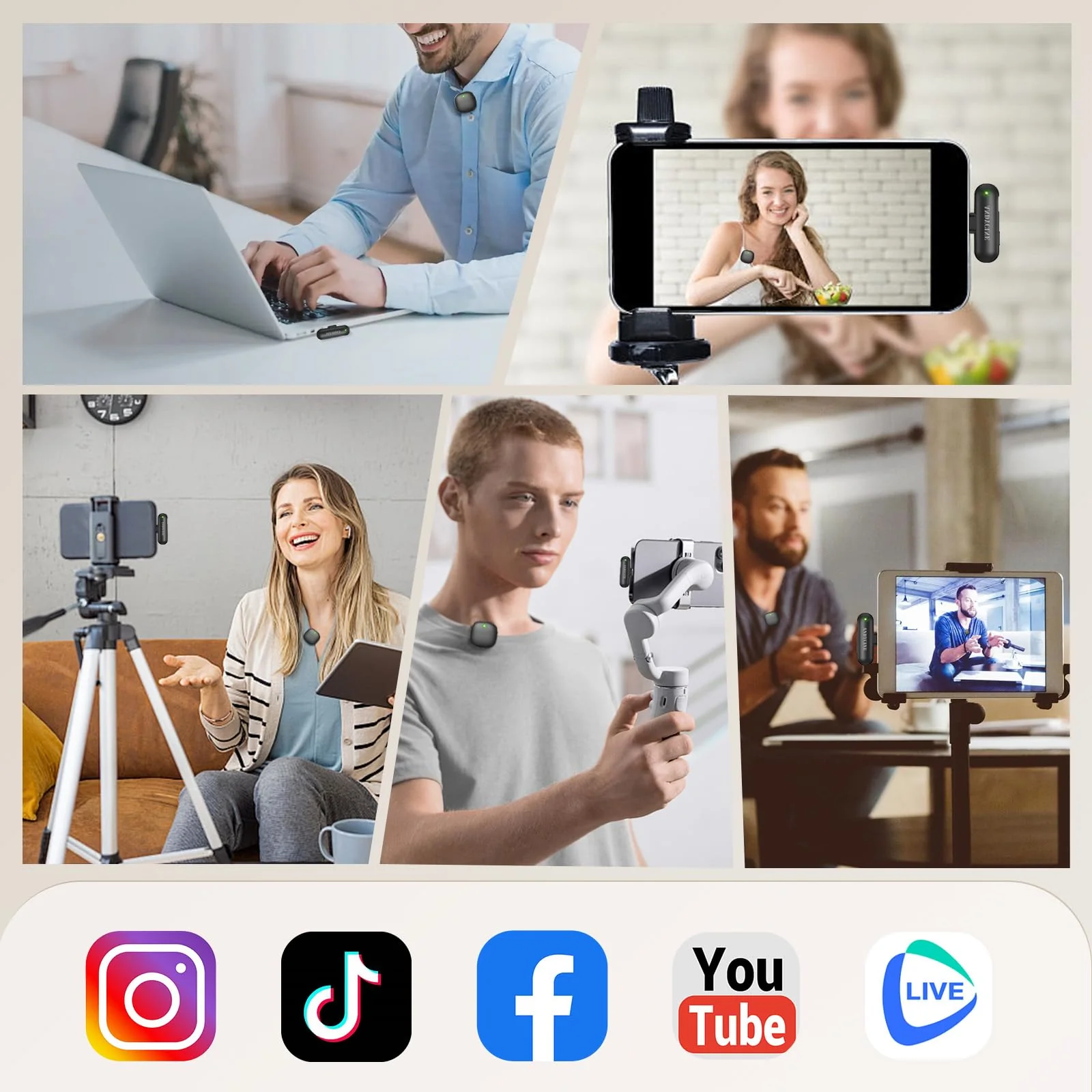 ANDYCINE MC Wireless Lavalier Microphone for iPhone/Android/PC/Laptop USB-C Plug Lapel Mic AI Noise Cancellation Magnetic Clip Mic for Video Recording,Live Streaming (2TX+1RX+Charging Case) - Image 7