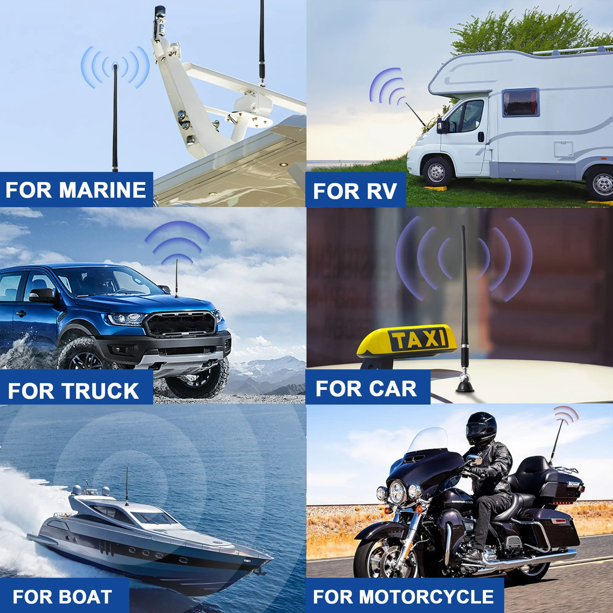 Anina 16 Inch Marine Radio Antenna for Pickup Truck Boat ATV UTV RV Motorcycle Tractor Top/Side Mount Rubber Duck Flexible Antenna Aerial Mast Optimized Radio FM/AM Reception (Black) Black - Image 7