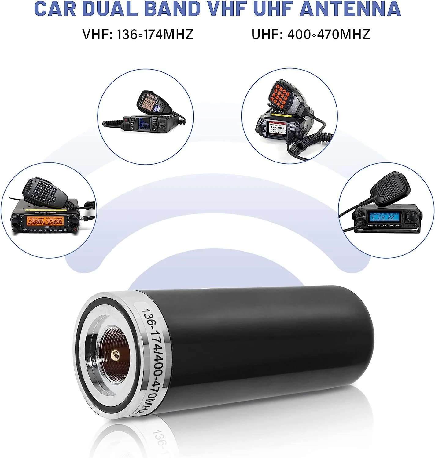 Anina (2-Pack) 3DB Gain GMRS Antenna NMO Mount, Dual-Band UHF VHF 136-174MHz 400-470MHz, 3.5” Antenna NMO Connection for Midland Car Truck Ham Radio Amateur Mobile Radio Two Way Marine Boat VHF Radio 2 - Image 2