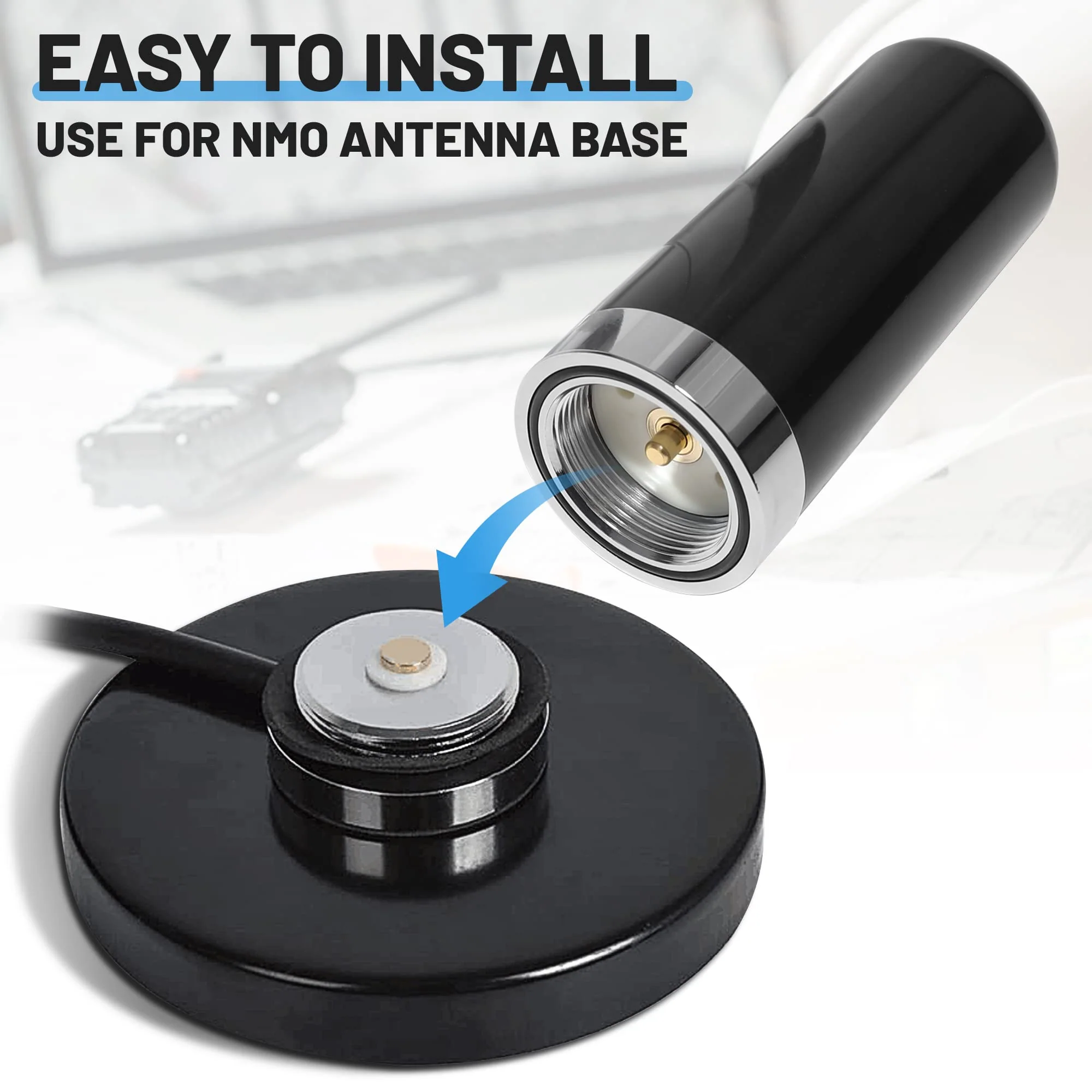 Anina (2-Pack) 3DB Gain GMRS Antenna NMO Mount, Dual-Band UHF VHF 136-174MHz 400-470MHz, 3.5” Antenna NMO Connection for Midland Car Truck Ham Radio Amateur Mobile Radio Two Way Marine Boat VHF Radio 2 - Image 4