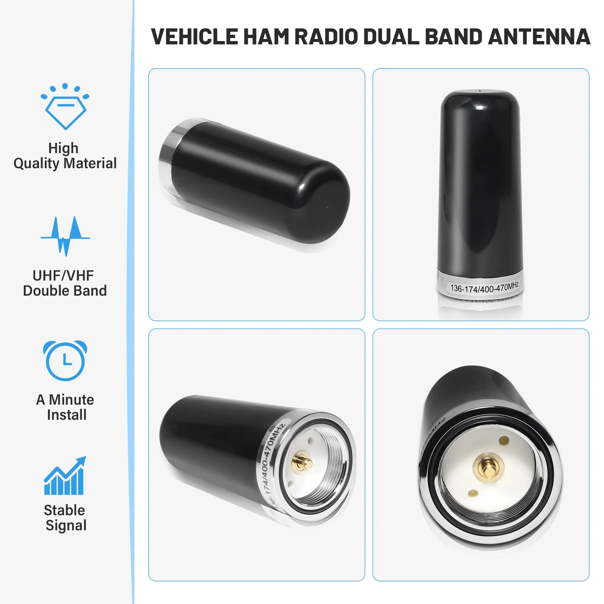 Anina (2-Pack) 3DB Gain GMRS Antenna NMO Mount, Dual-Band UHF VHF 136-174MHz 400-470MHz, 3.5” Antenna NMO Connection for Midland Car Truck Ham Radio Amateur Mobile Radio Two Way Marine Boat VHF Radio 2 - Image 8