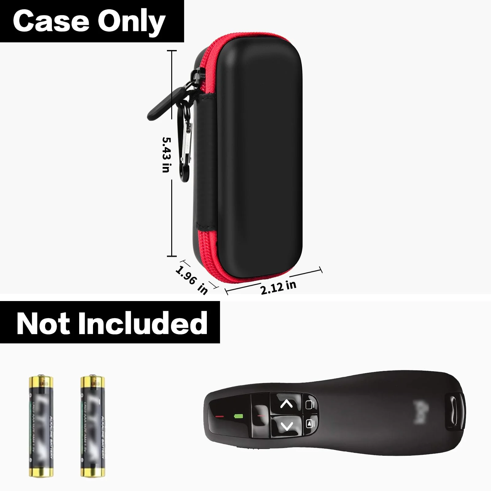 ANKHOH Case Compatible with Logitech Wireless Presenter R400 Wireless Presentation Remote Clicker, Pointer Storage Organizer Bag with Zippered Mesh Pocket (Box Only), Black-Red - Image 2