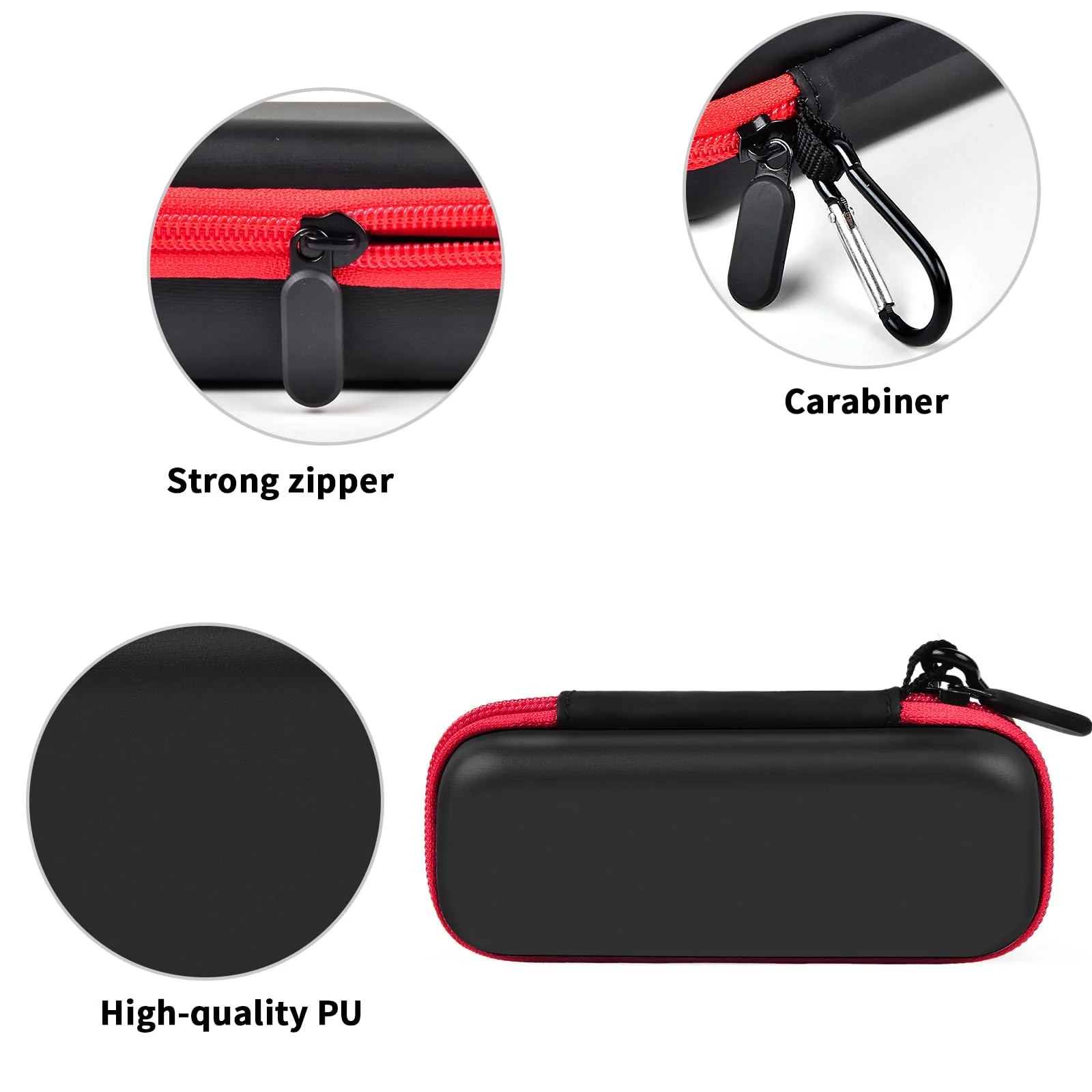 ANKHOH Case Compatible with Logitech Wireless Presenter R400 Wireless Presentation Remote Clicker, Pointer Storage Organizer Bag with Zippered Mesh Pocket (Box Only), Black-Red - Image 4