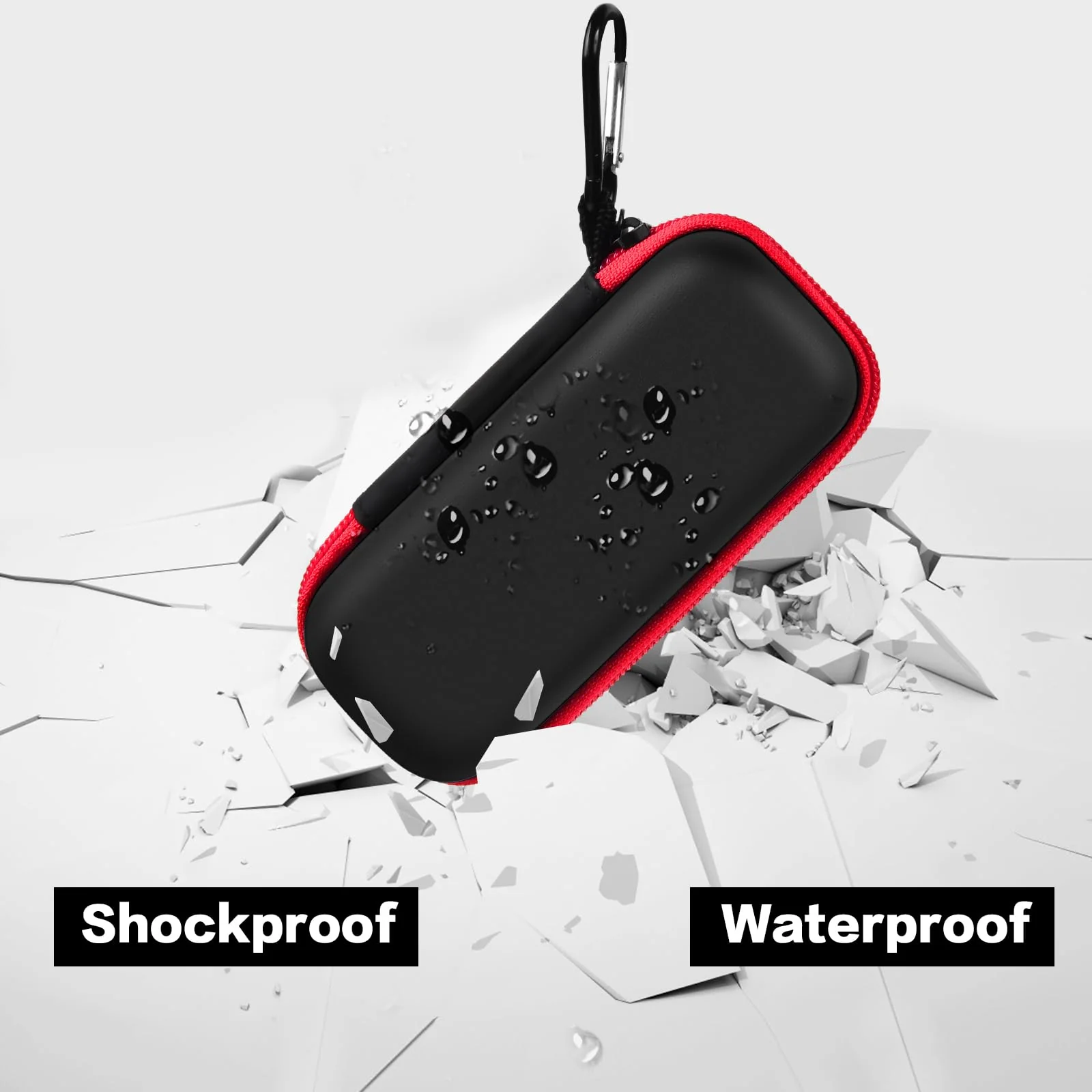 ANKHOH Case Compatible with Logitech Wireless Presenter R400 Wireless Presentation Remote Clicker, Pointer Storage Organizer Bag with Zippered Mesh Pocket (Box Only), Black-Red - Image 5