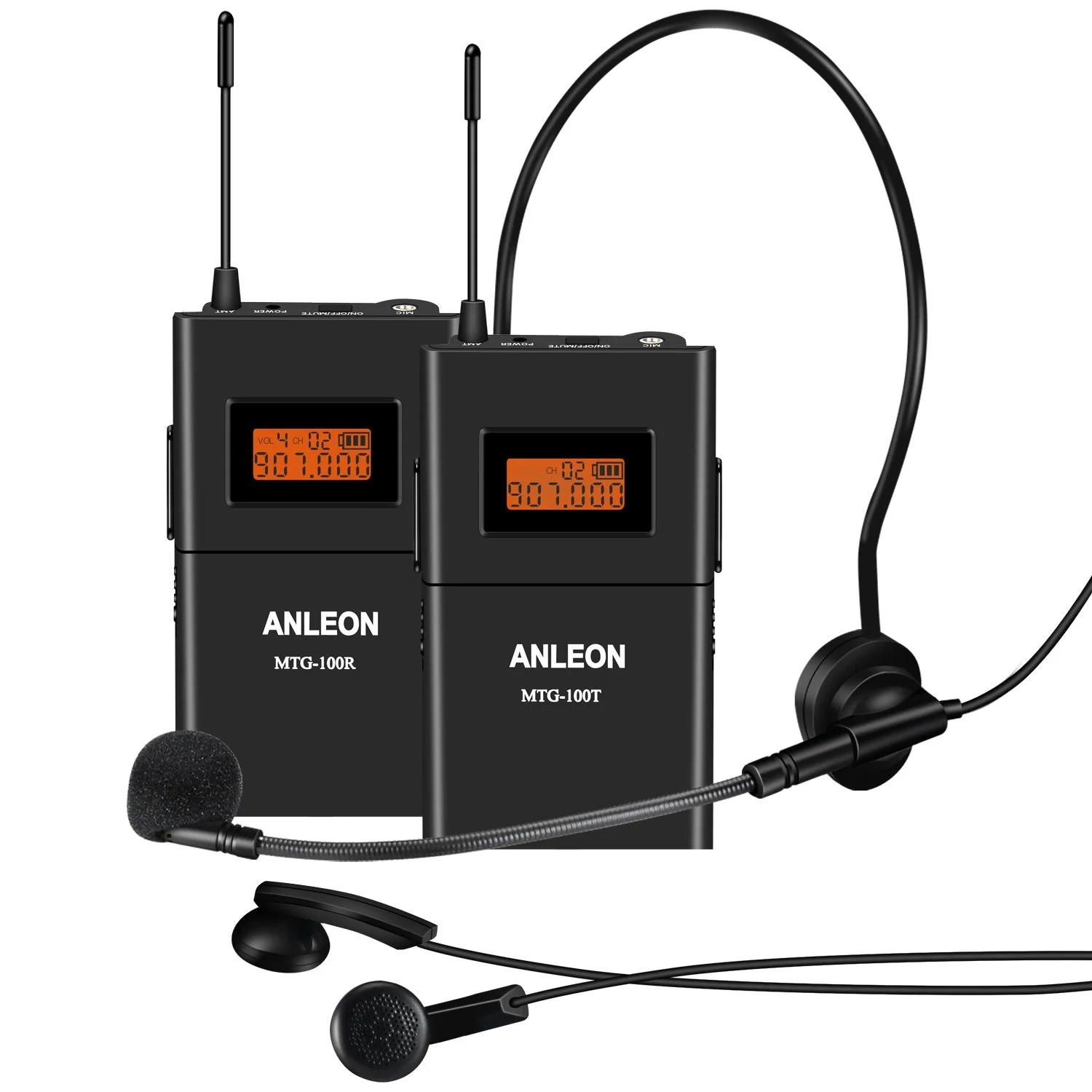 ANLEON MTG-100 Wireless Acoustic Transmission System Tour Guide Simultaneous Translation System (1 Transmitter & 1 Receiver) 1 Transmitter & 1 Receiver