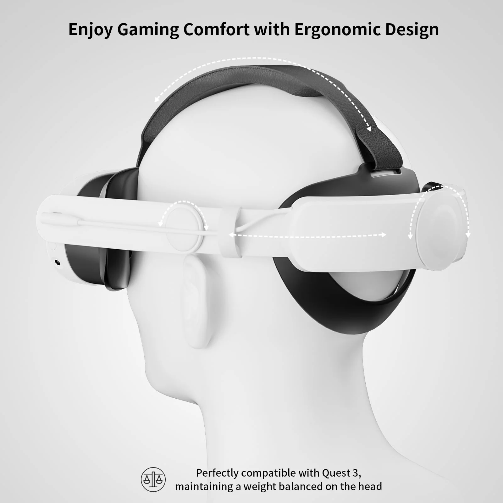 ANNAPRO Battery Head Strap Compatible with Meta Quest 3, Elite Strap with 6500mAh Battery for Oculus/Meta Quest 3 Accessories, Enhance Comfort and Extend Playtime White - Image 5