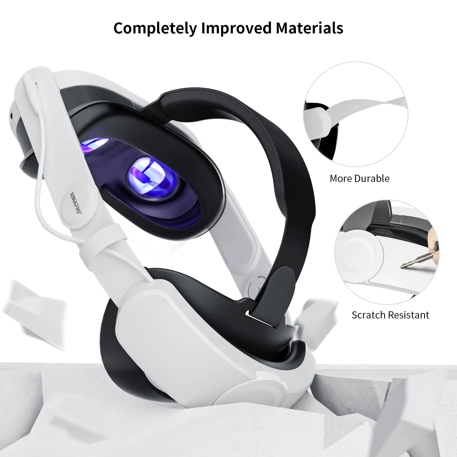 ANNAPRO Battery Head Strap Compatible with Meta Quest 3, Elite Strap with 6500mAh Battery for Oculus/Meta Quest 3 Accessories, Enhance Comfort and Extend Playtime White - Image 7
