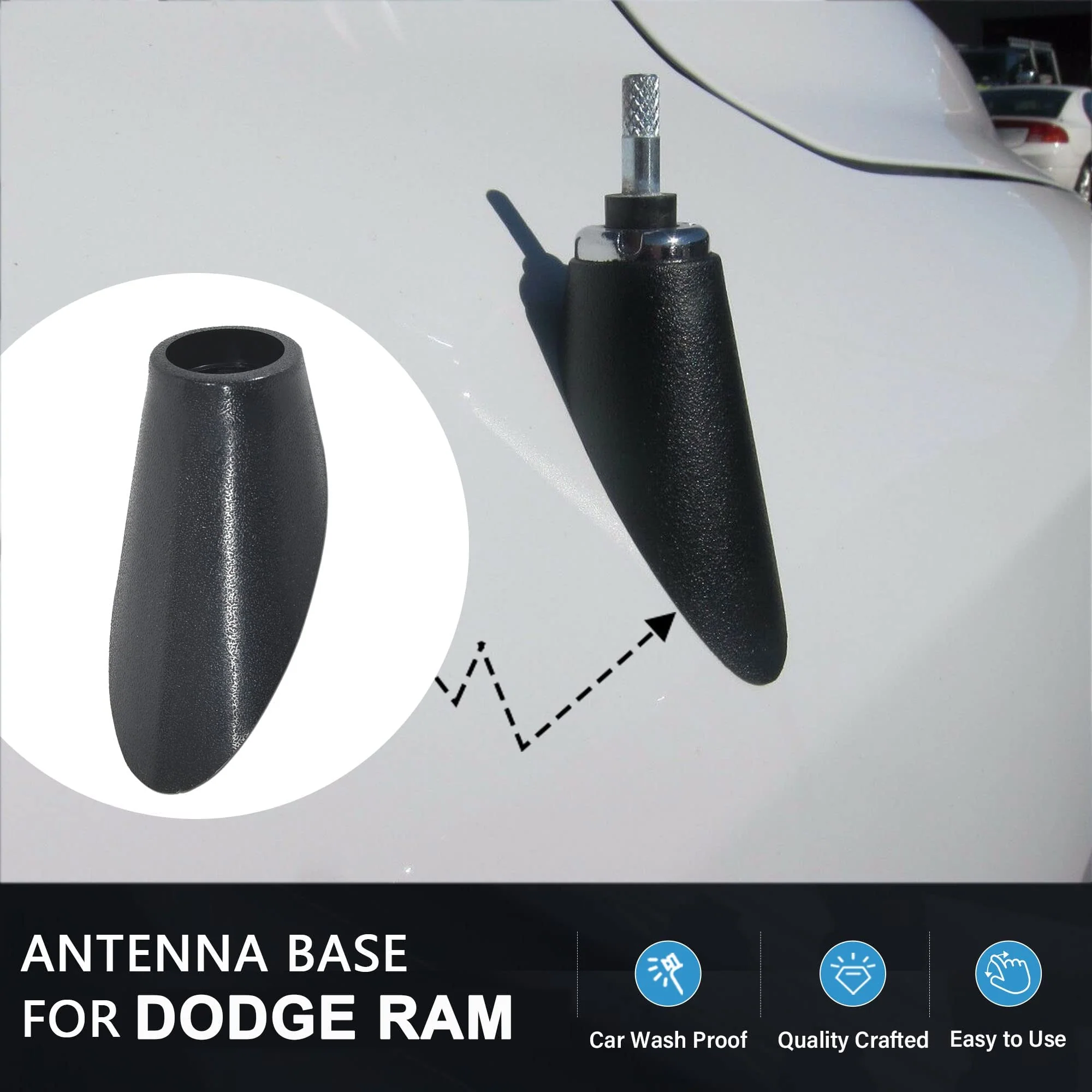 Antenna Base Adapter Mount for Dodge Ram 1500 2500 3500 4500 5500 2009-2018 Antenna Ornament Car Radio Antenna Grommet Topper Bezel 5064395AF - Image 2