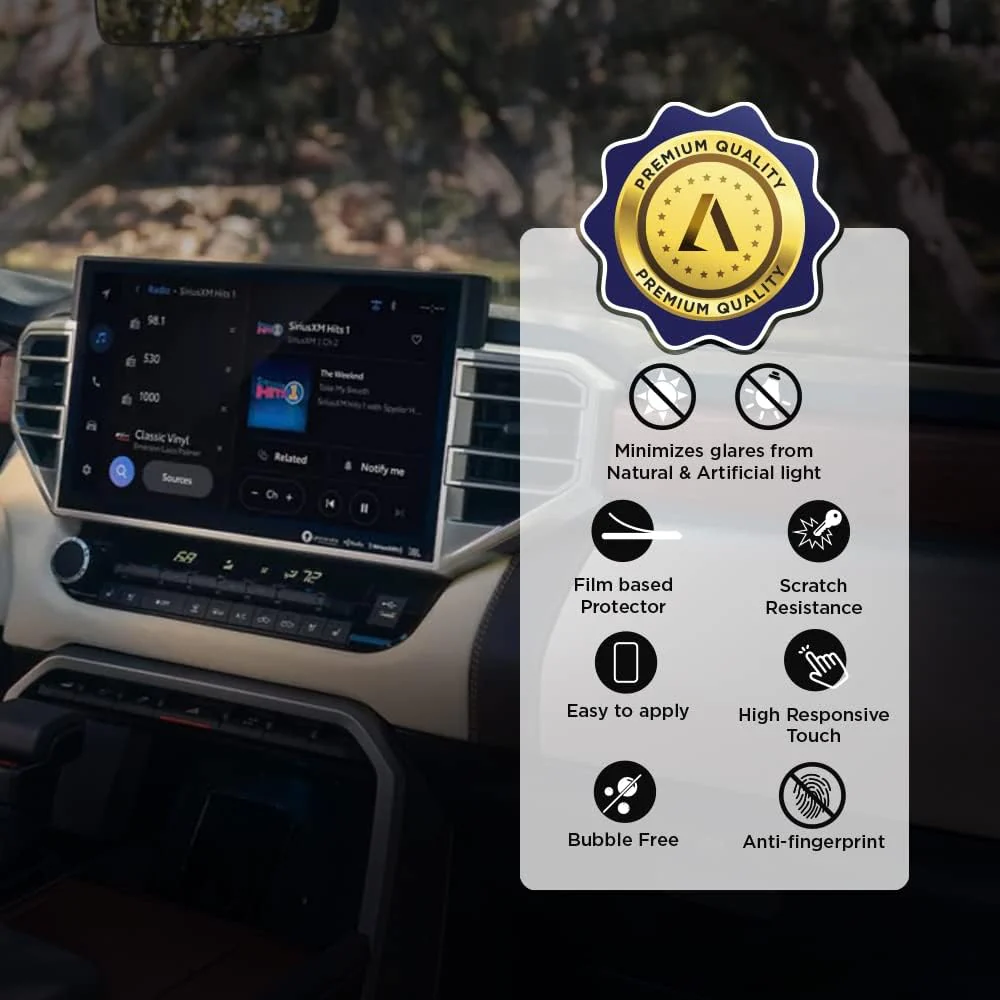 Anti-Glare Matte Premium Screen Protector for 3rd Gen 2024 2023 2022 Toyota Tundra infotainment/Navigation Display 2 Pack - Image 2