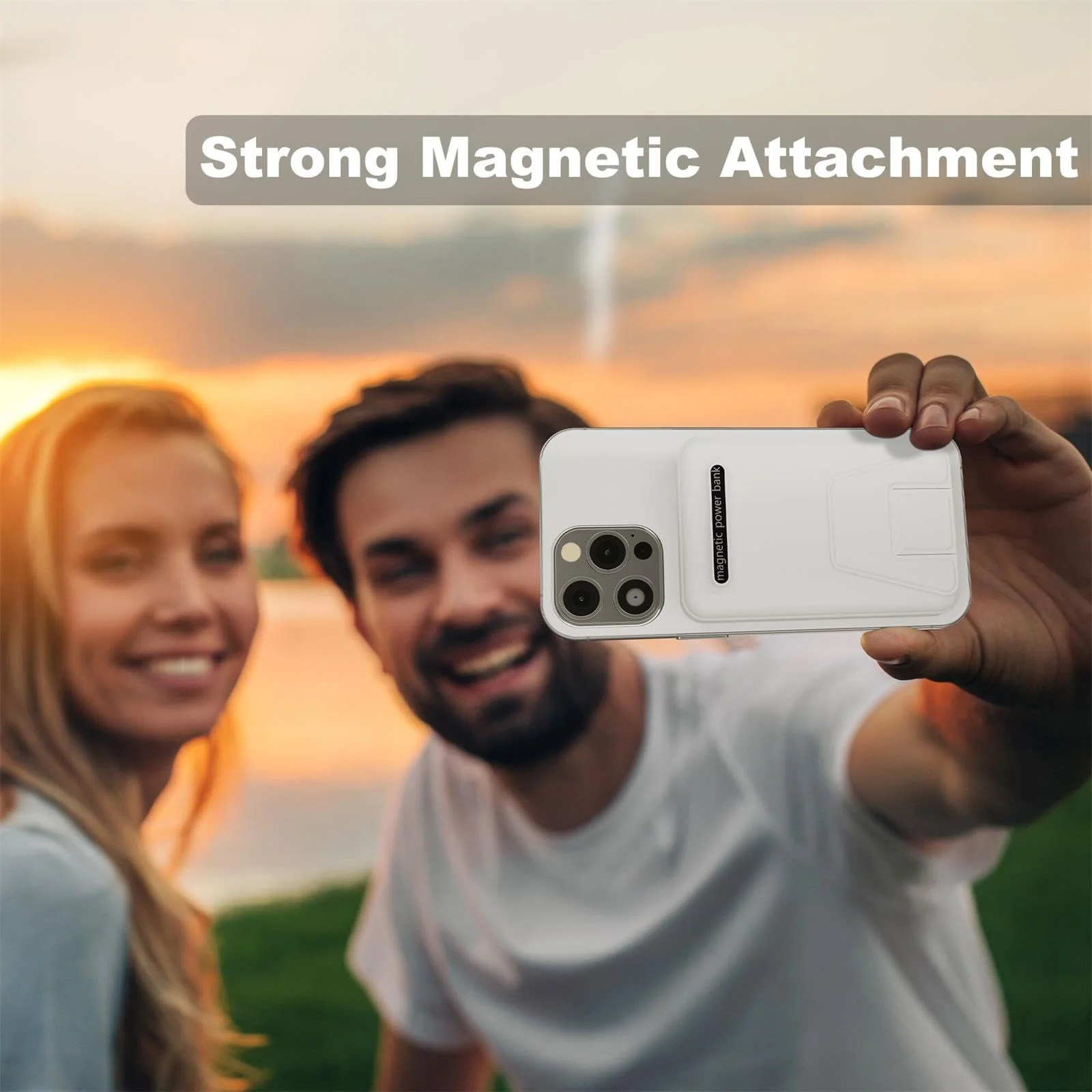 AOGUERBE Magnetic Power Bank, 10000mAh Foldable Wireless Portable Charger with USB-C Cable LED Display, Mag-Safe Battery Pack 22.5W PD Fast Charging for iPhone 15/14/13/12 Pro/Pro Max/Plus/Mini White - Image 3
