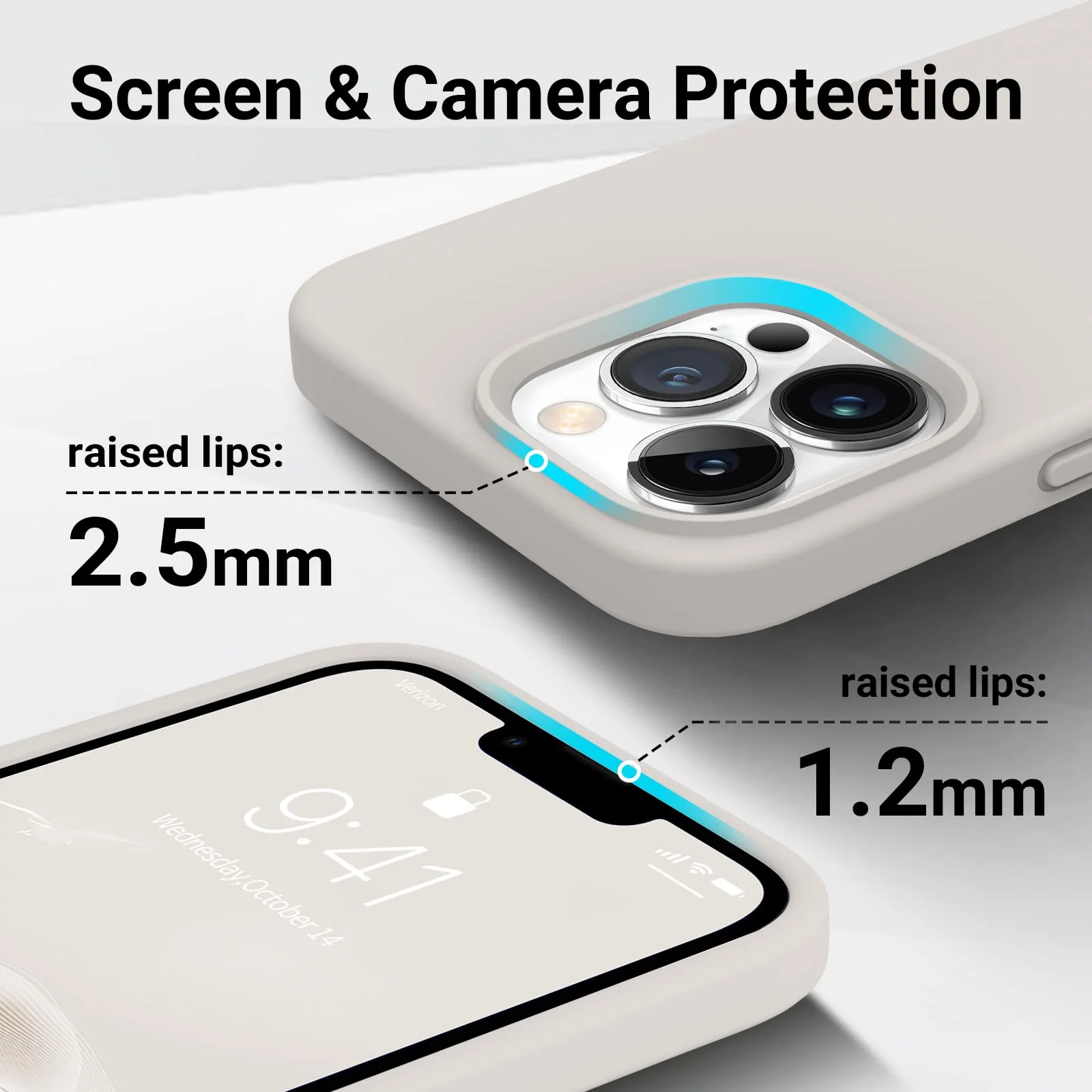 AOTESIER iPhone 13 Pro Phone Case,[Military Shockproof Protection] Liquid Silicone Case with [Soft Anti-Scratch Microfiber Lining] Camera & Screen Protection 6.1 inch Slim Thin Cover（Stone） Stone - Image 3