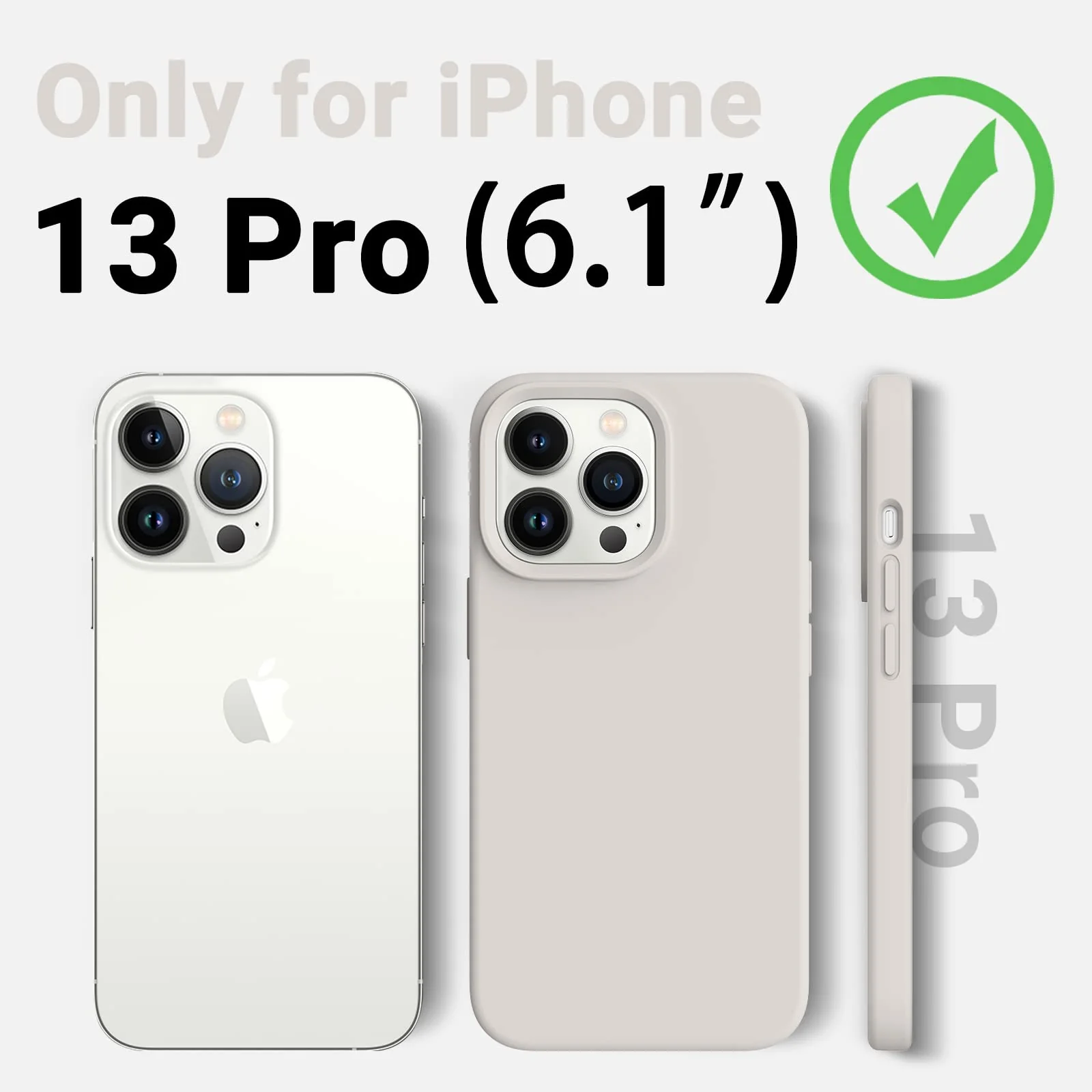 AOTESIER iPhone 13 Pro Phone Case,[Military Shockproof Protection] Liquid Silicone Case with [Soft Anti-Scratch Microfiber Lining] Camera & Screen Protection 6.1 inch Slim Thin Cover（Stone） Stone - Image 6