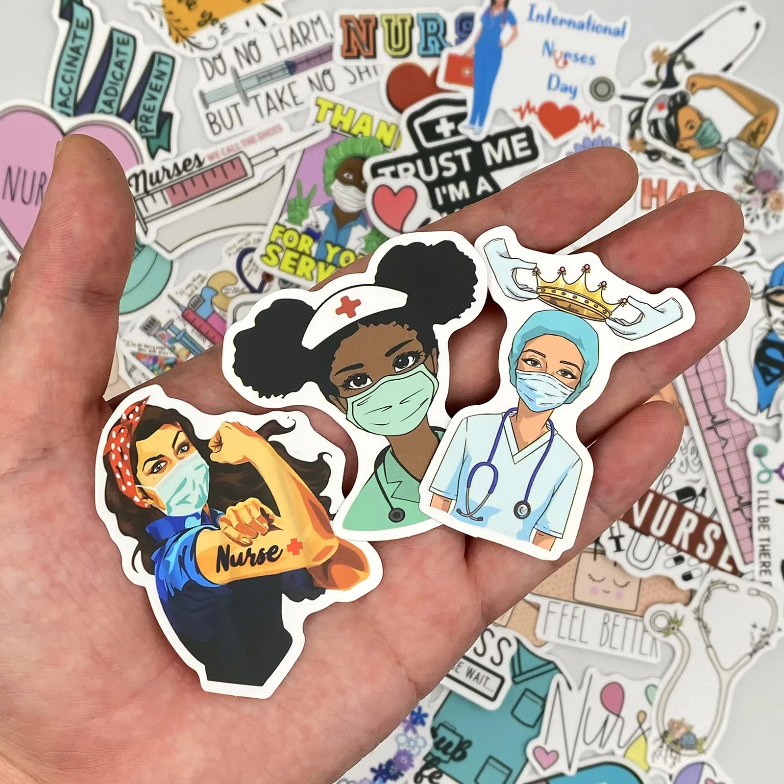Aowplc 50 Pcs Nurse Stickers, Vinyl Nursing Stickers Decals for Laptops and Water Bottles, Nurse Accessories for Work - Image 4